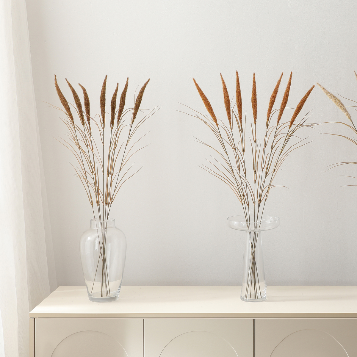Bouquet de pampa 7 tiges artificielle H80 marron, SIA DECO