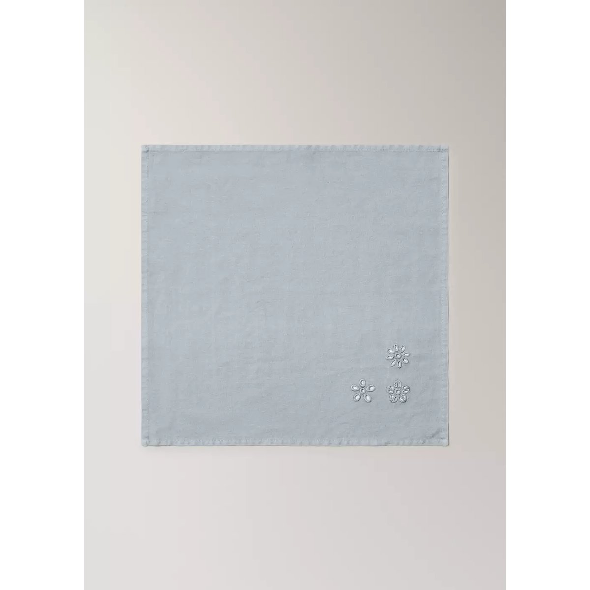 Serviettes brodées motif floral bleu, MANGO HOME
