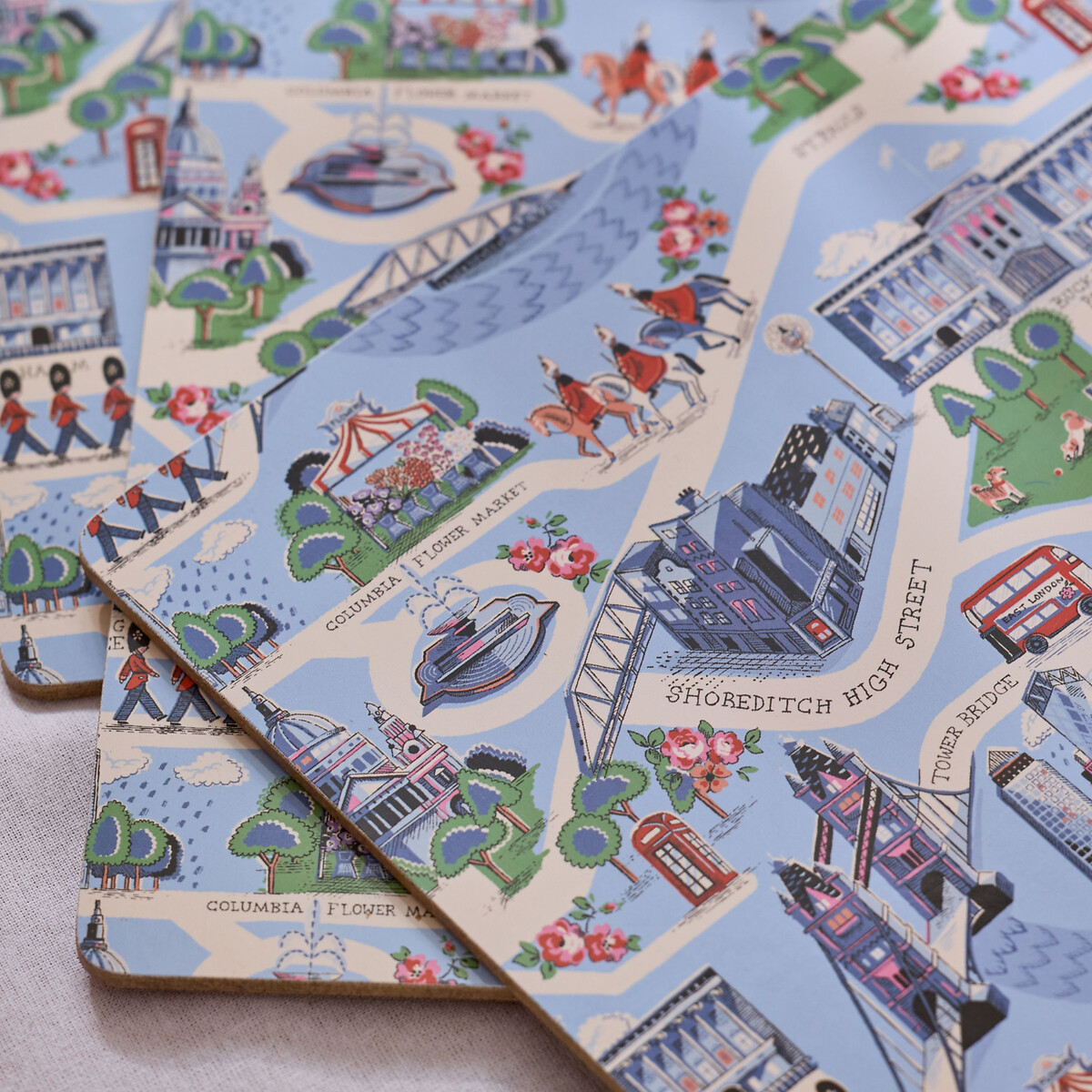 Set of 4 London Town Cork-Back Placemats blue, CATH KIDSTON