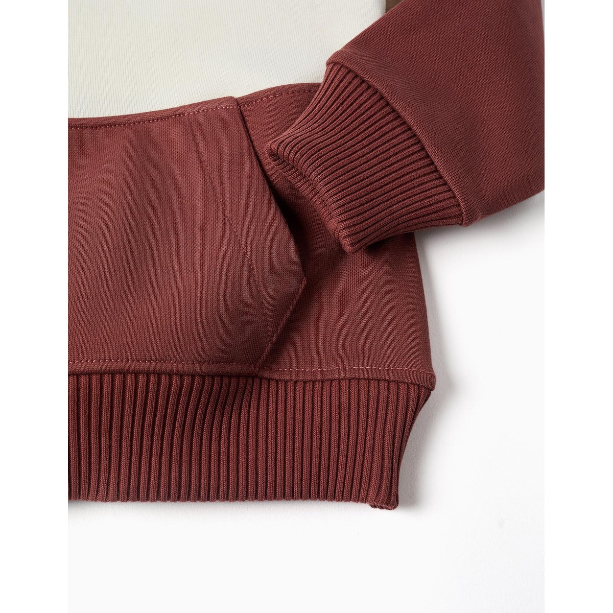Sweat en molleton à capuche et blocs de couleur marrón, ZIPPY