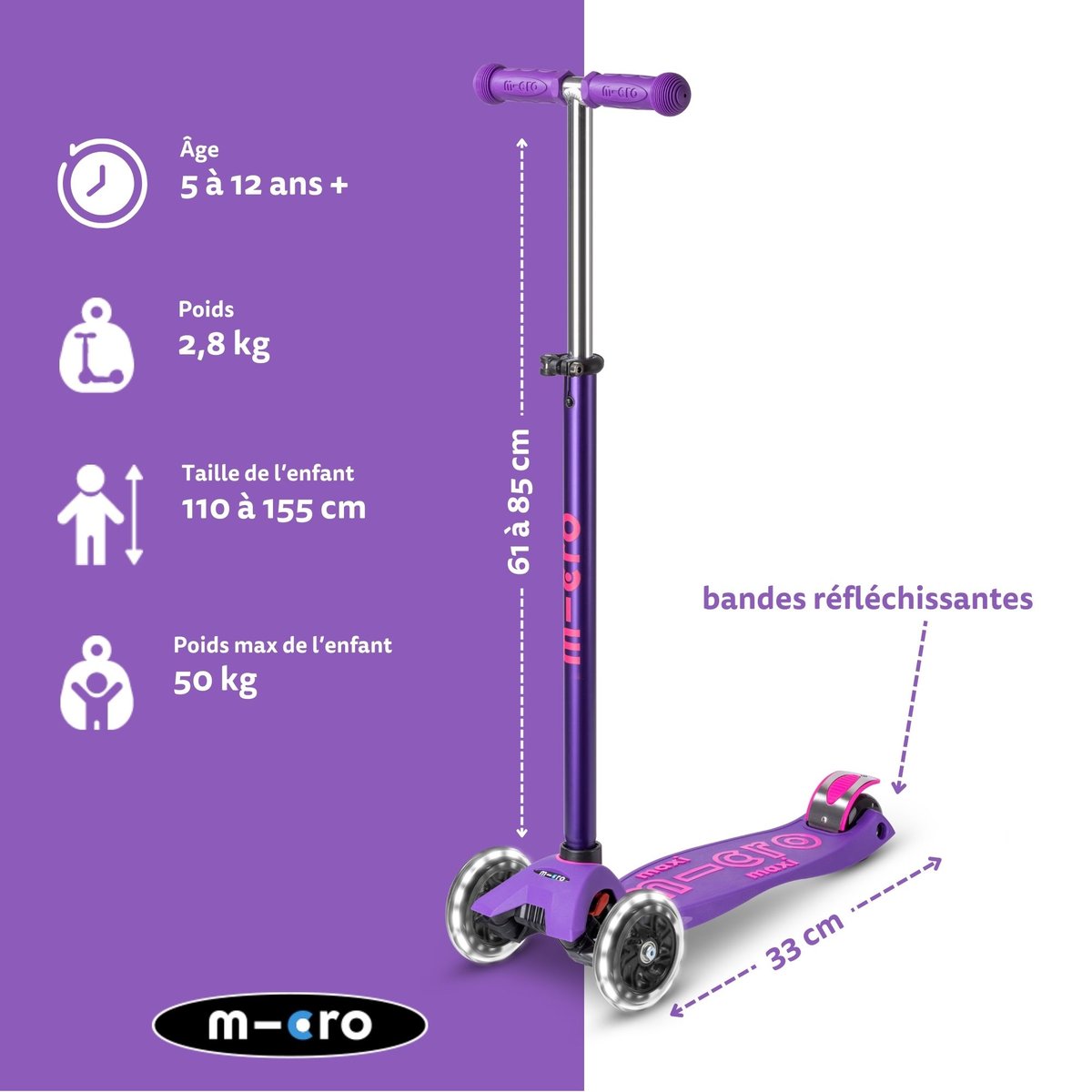 Maxi Micro Deluxe LED - violet, MICRO MOBILITY