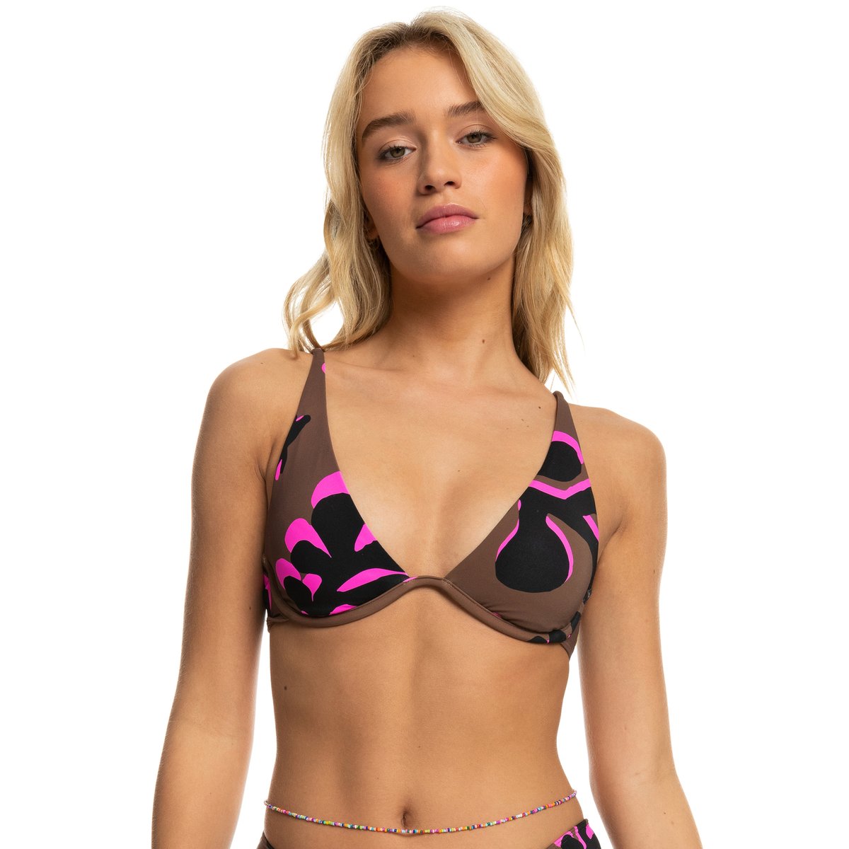 Haut de maillot de bain bikini à armatures. marron cr downtown brown leaf, ROXY