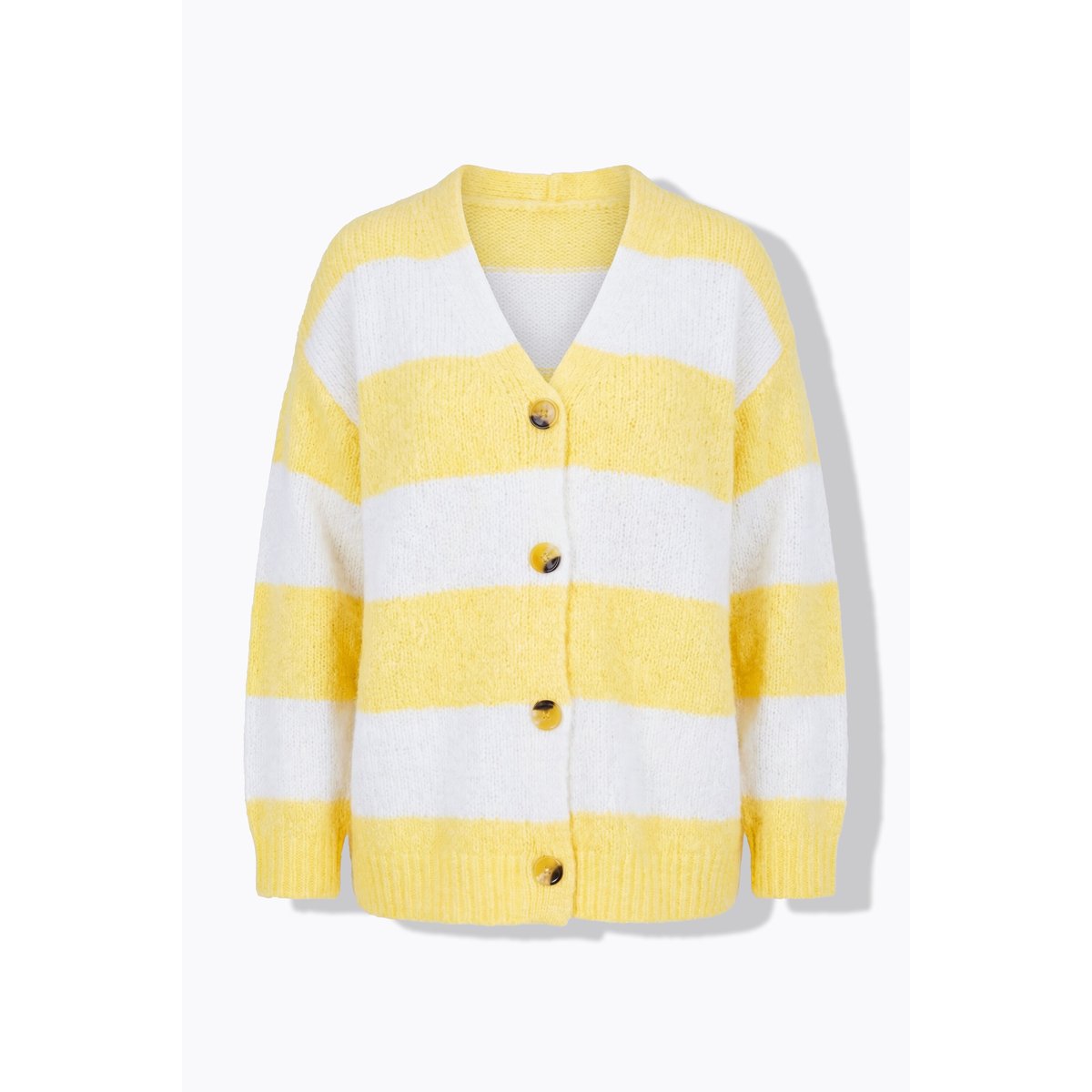 Cardigan oversize, larges rayures jaune clair, STUDIO UNTOLD