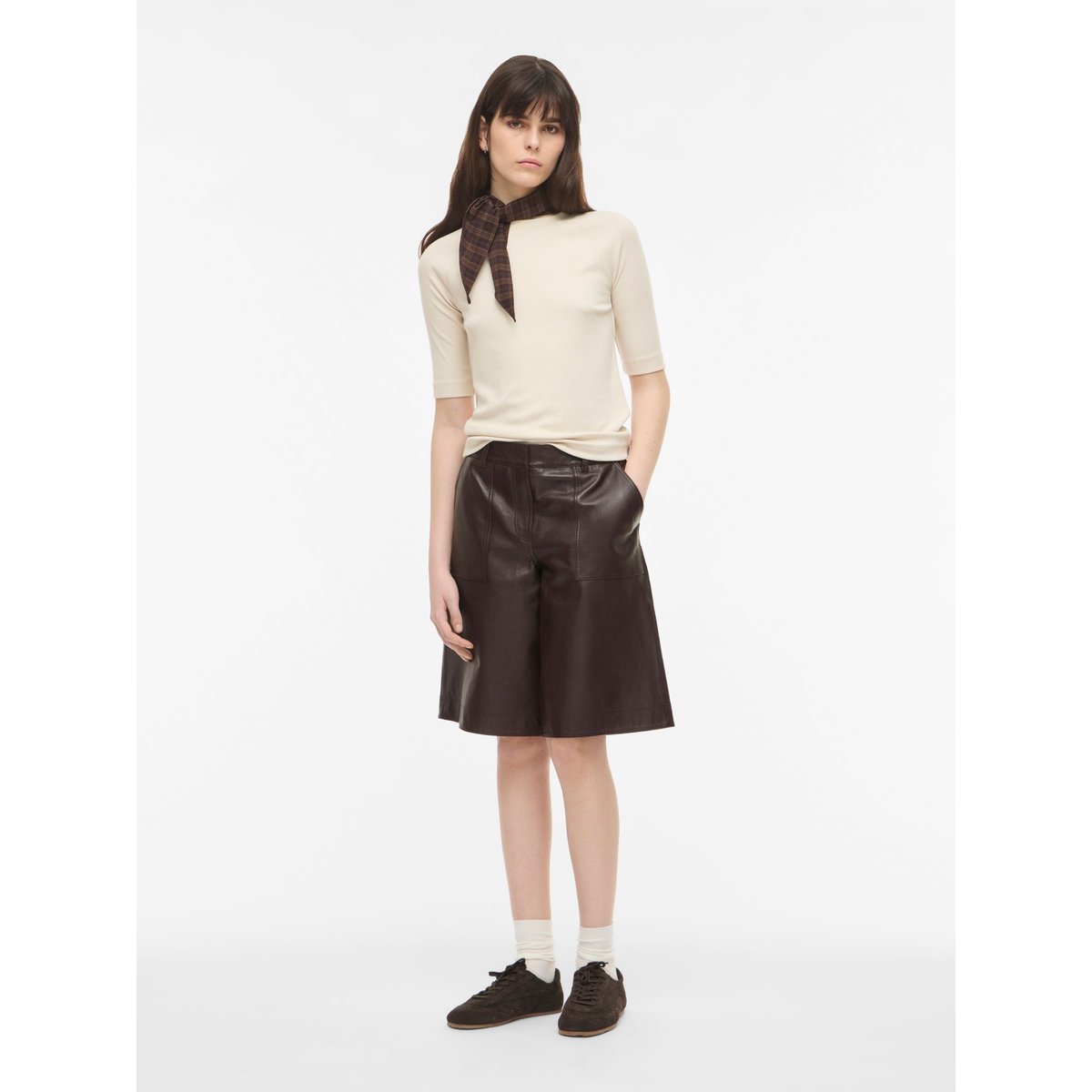 Jupe-Culotte marron - seal brown1, ROUGE EDIT