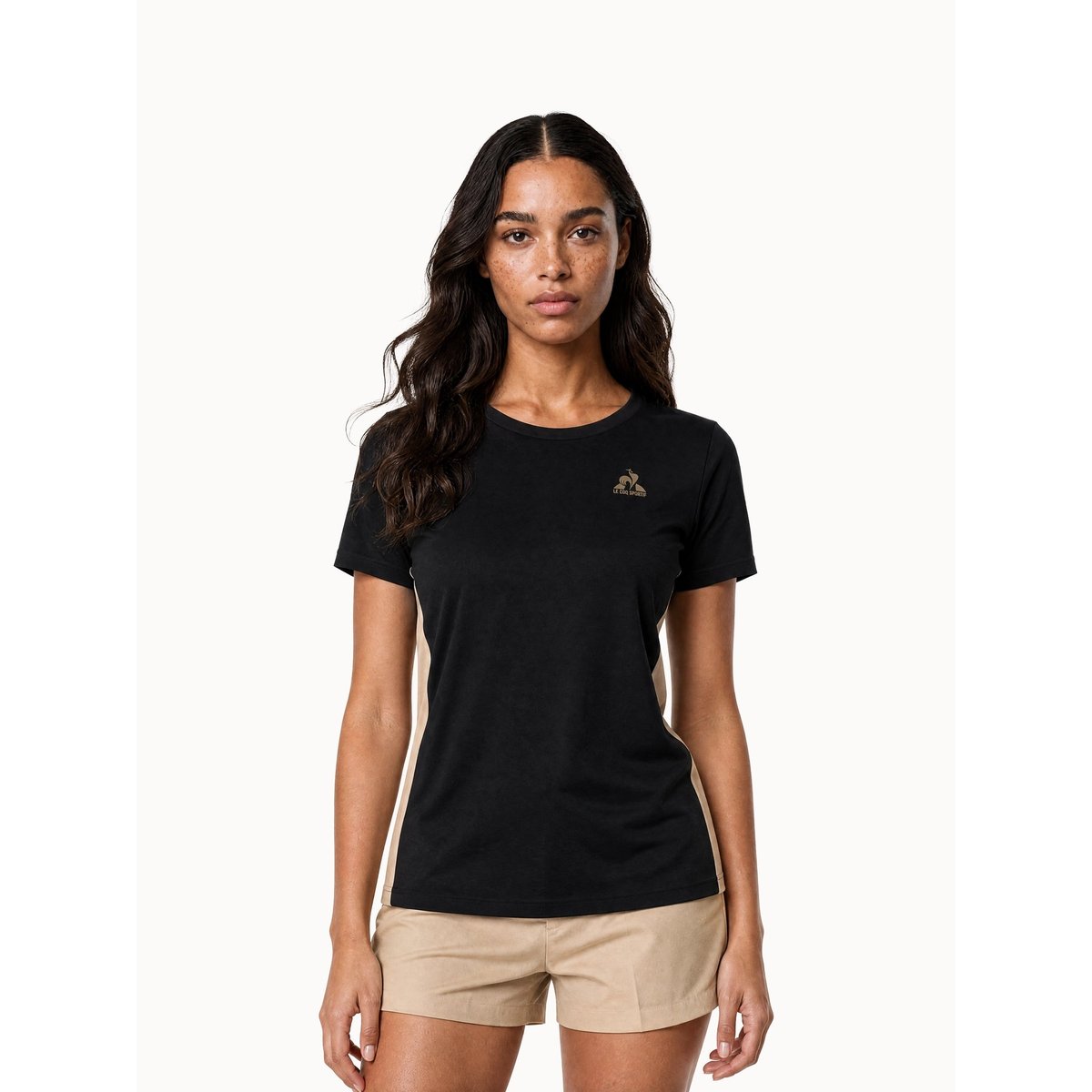 T-shirt en jersey de coton avec bandes côtés contrastées NOEL black, LE COQ SPORTIF