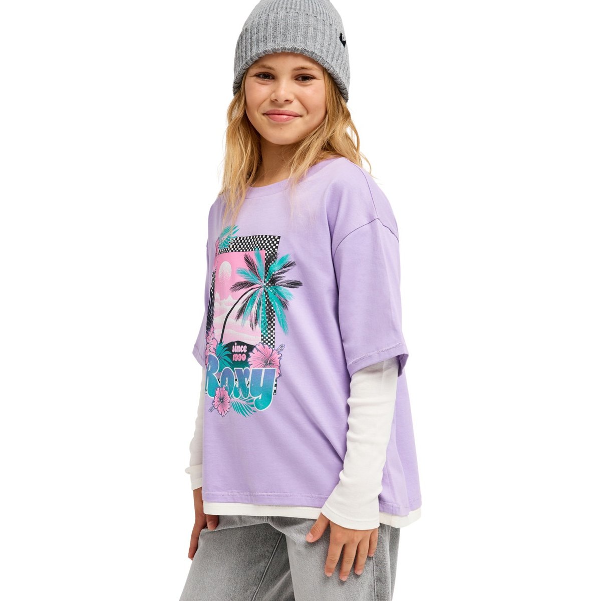 T-shirt oversize à double manche RAIN FALLS. violet viola, ROXY