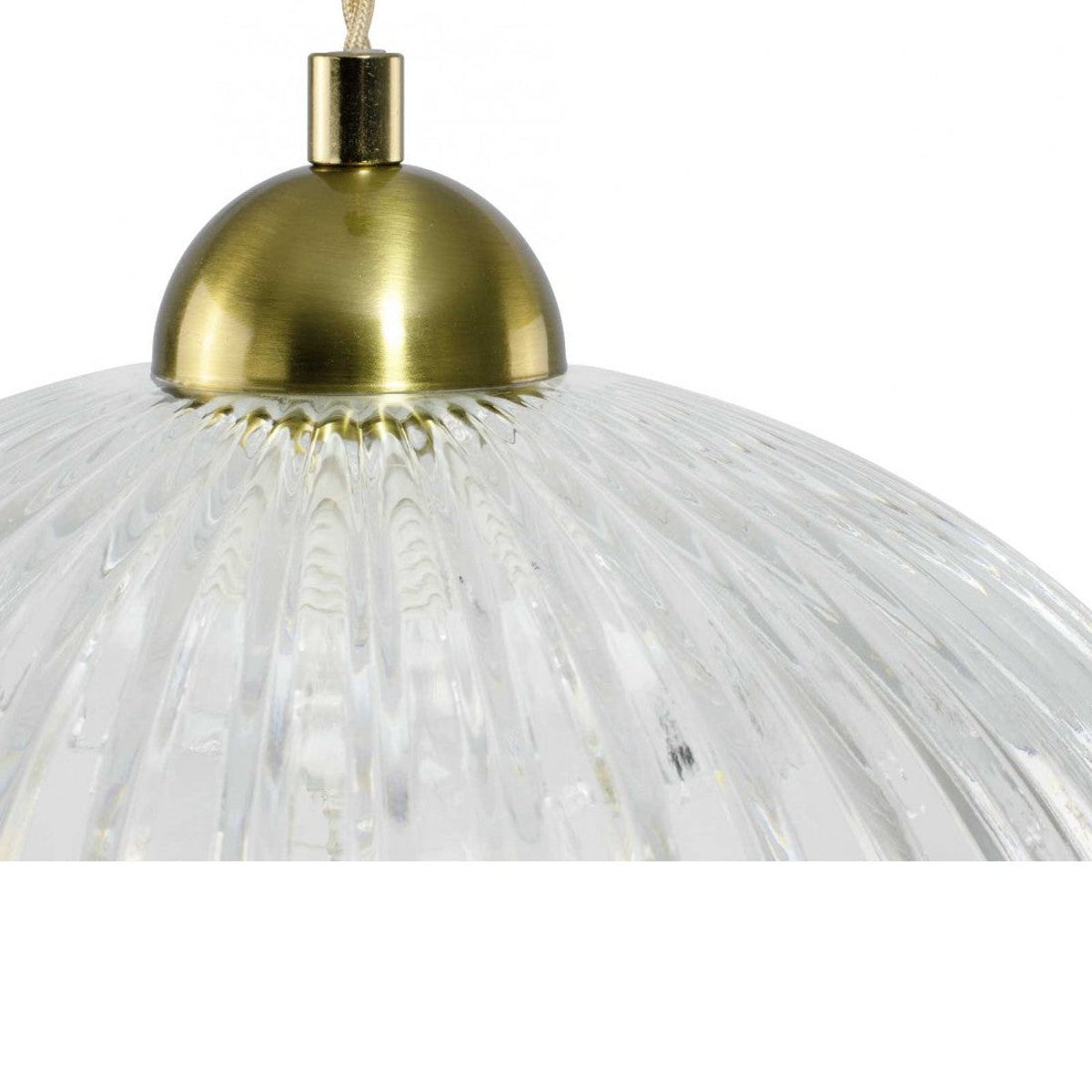 Suspension en verre strié, ADLEY transparent et doré, C-CREATION