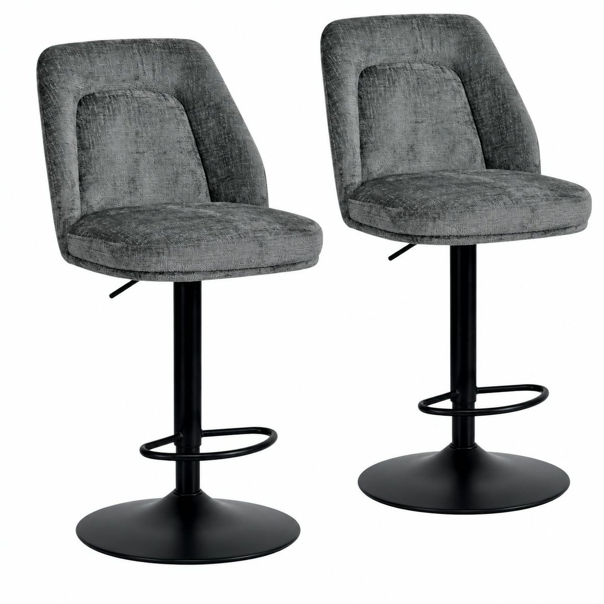 Chaise de bar pivotante et réglable (lot de 2) IENA gris, PIER IMPORT
