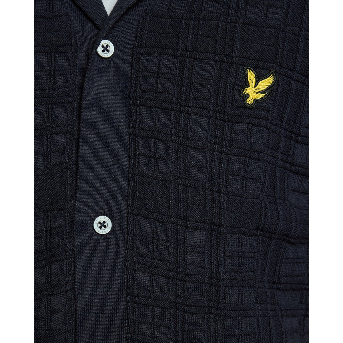 Chemise resort col revers en maille bleu foncé marine, LYLE & SCOTT
