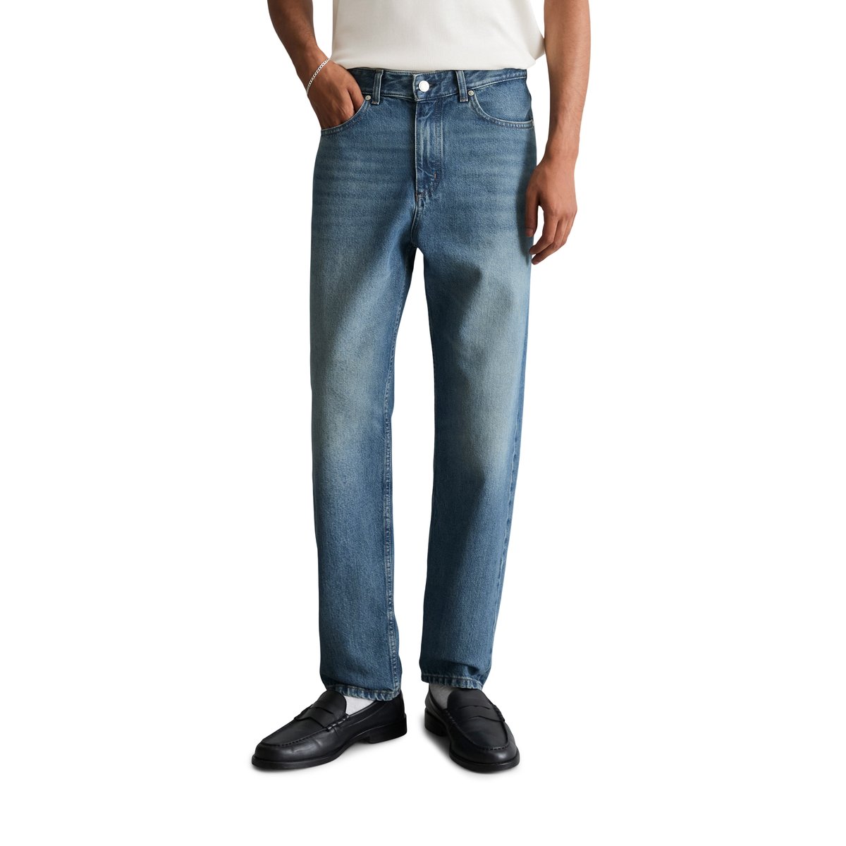 Jeans modèle Runne tapered en pur coton bio bleu moyen, MARC O’POLO DENIM