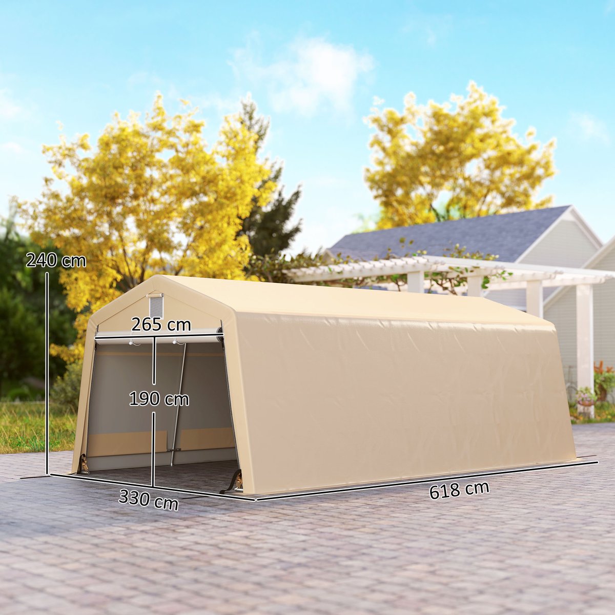 Abri pour voiture PE Kaki beige, OUTSUNNY