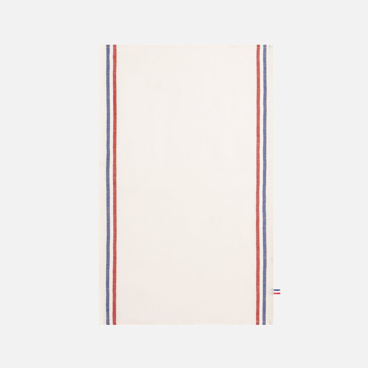Torchon en lin TRICOLORE blanc, COUCKE