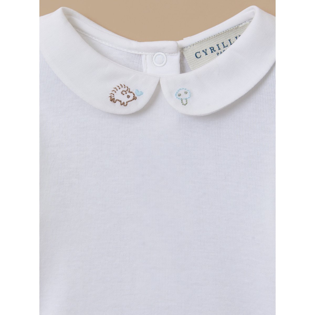 Body col brodé blanc casse, CYRILLUS