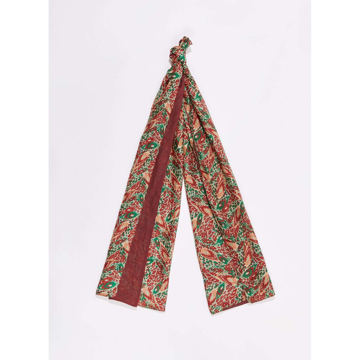 Foulard en soie imprimé doublé SOIE marron terre cuite, LA FIANCÉE