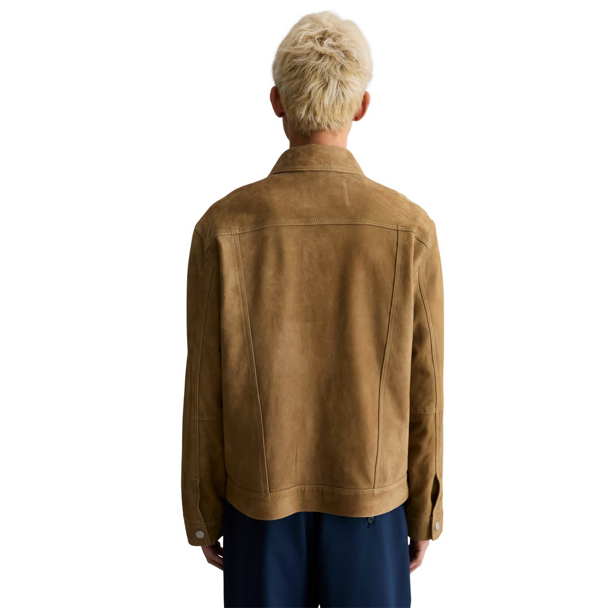 Veste en cuir régulière en cuir velours doux gris, MARC O’POLO DENIM