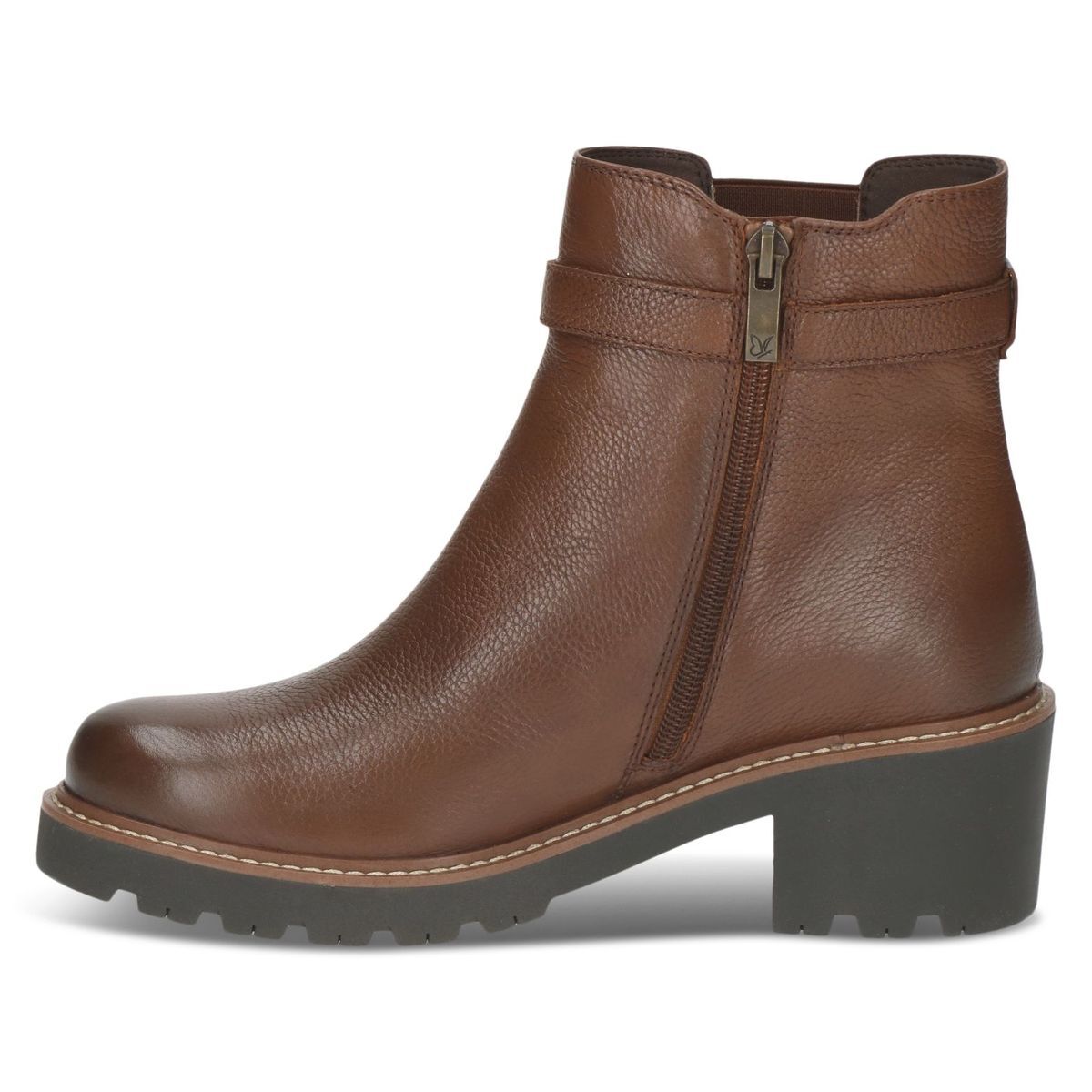 Bottine en cuir marron mocca combiné, CAPRICE