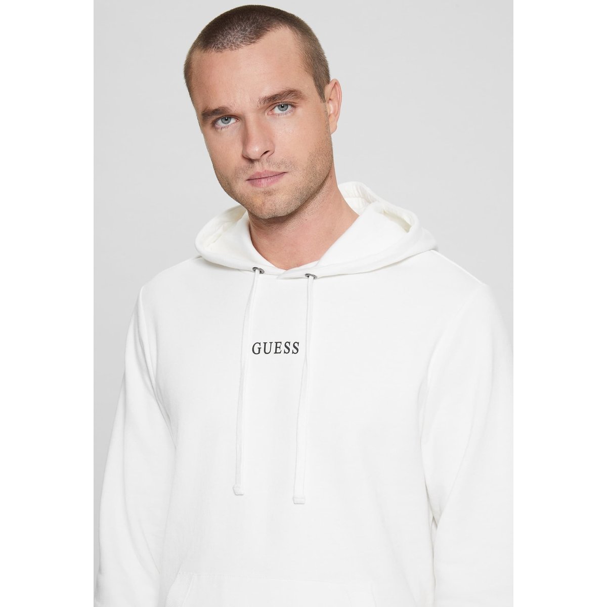 Sweat-Shirt Capuche Logo blanc, GUESS