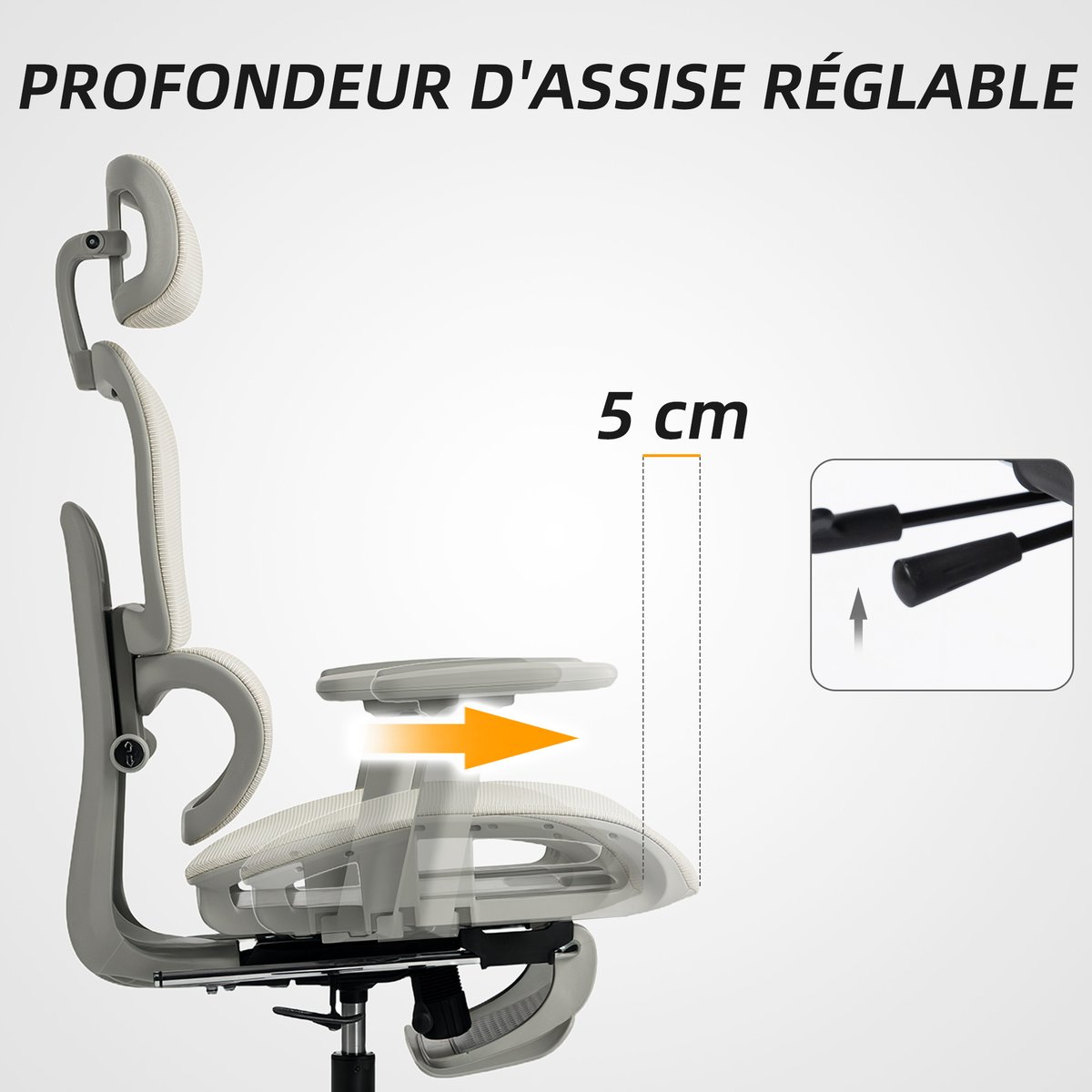 Chaise de bureau Maille Beige beige, HOMCOM
