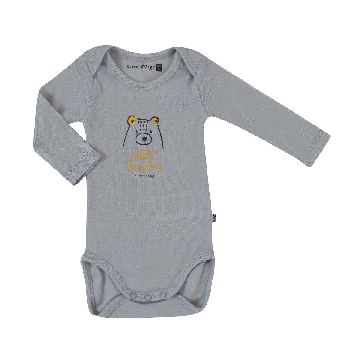 Lot de 3 bodies endrix manches longues bebe jaune, SUCRE D'ORGE