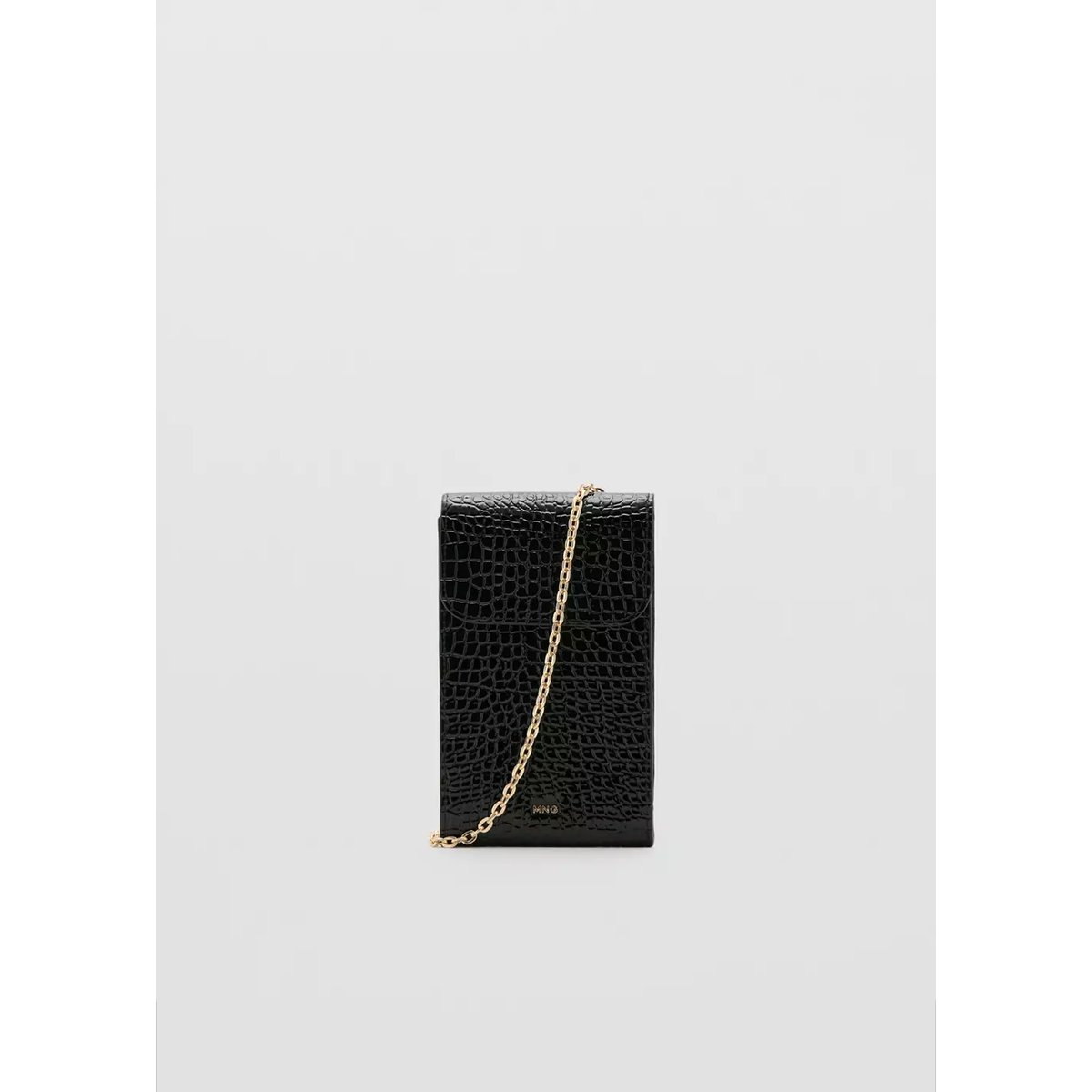 Housse téléphone portable effet croco brillant noir, MANGO