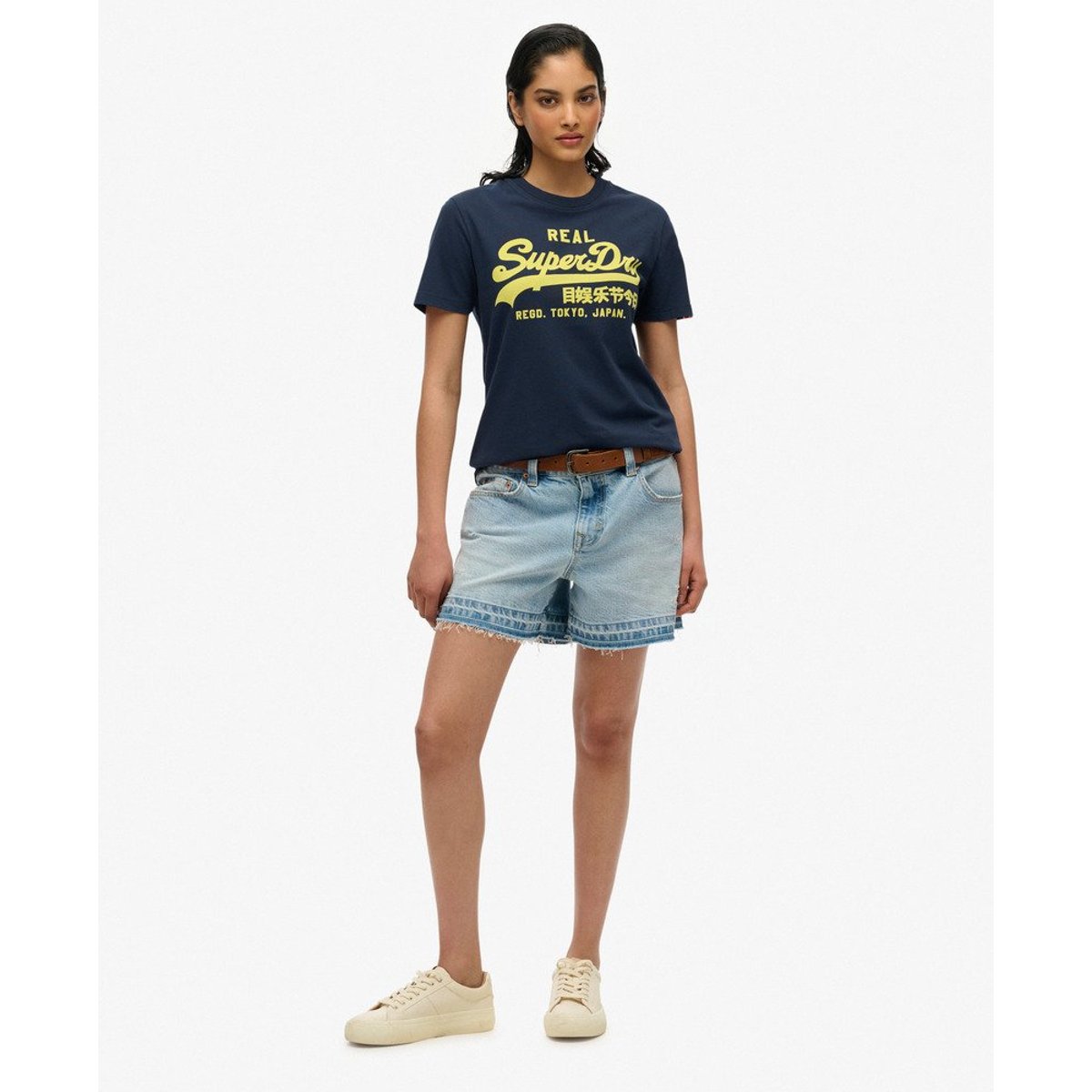 T-shirt ajusté Vintage Logo Neon bleu marine éclipse, SUPERDRY