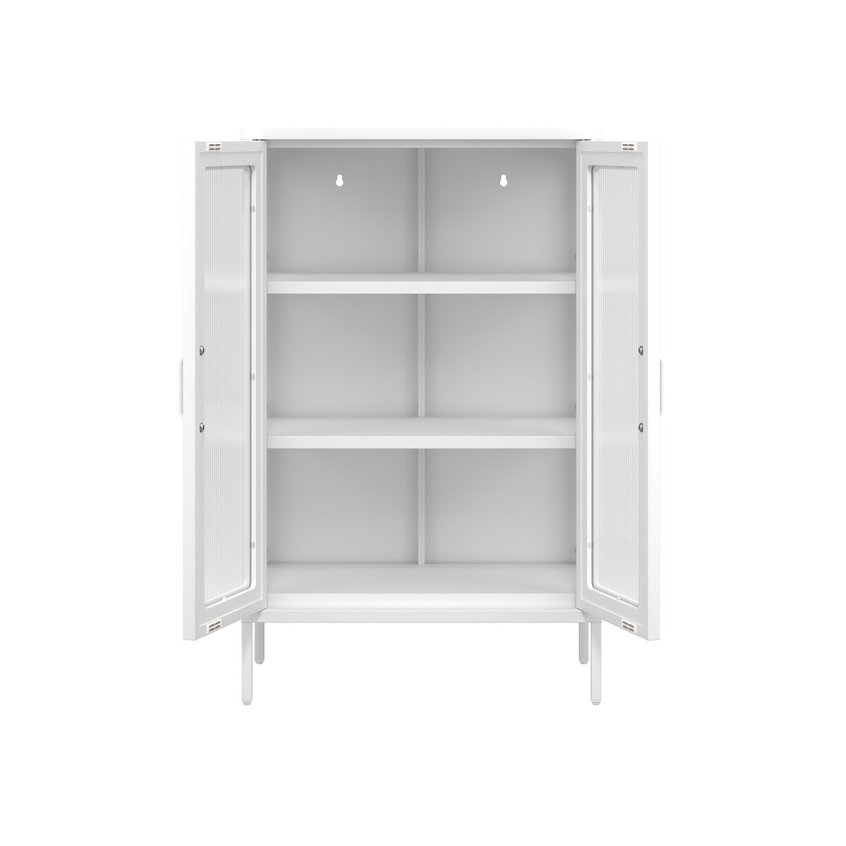 Frederic Industrial 2 Door Metal Sideboard with Reeded Glass Doors white, SO'HOME