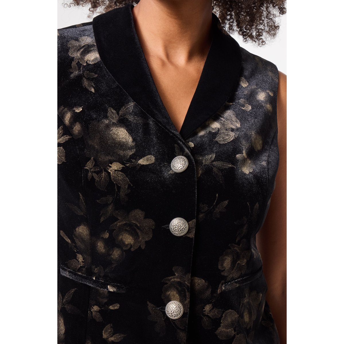 Veston en Velours Imprimé Fleuri noir, JOE BROWNS