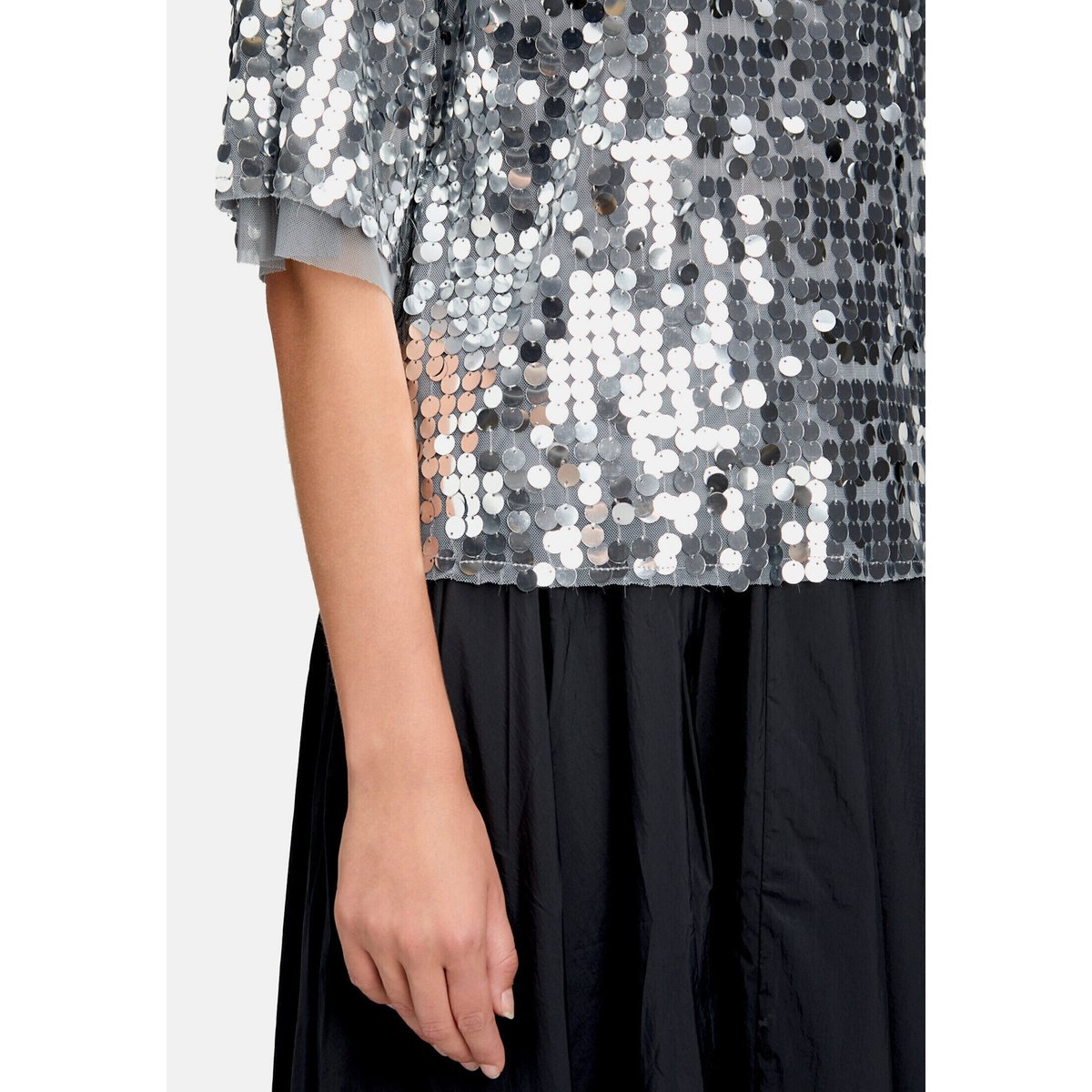 Pull-over à paillettes à bordures côtelées silver/grey, CARTOON