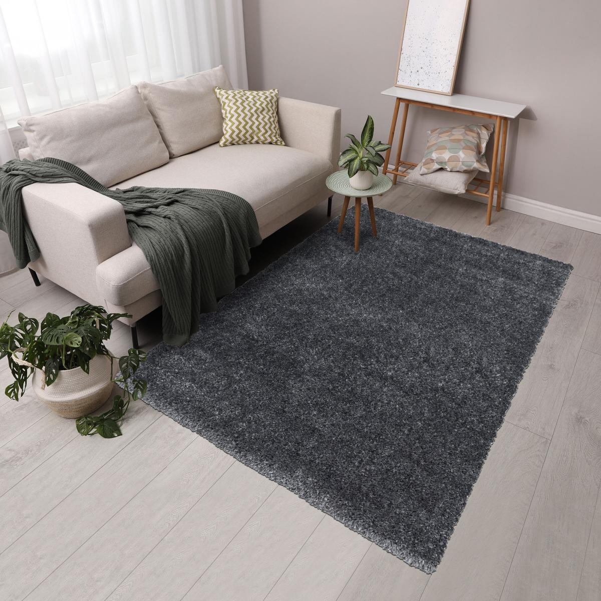 Tapis longs poils shaggy tissé motif uni UNI A gris, UN AMOUR DE TAPIS