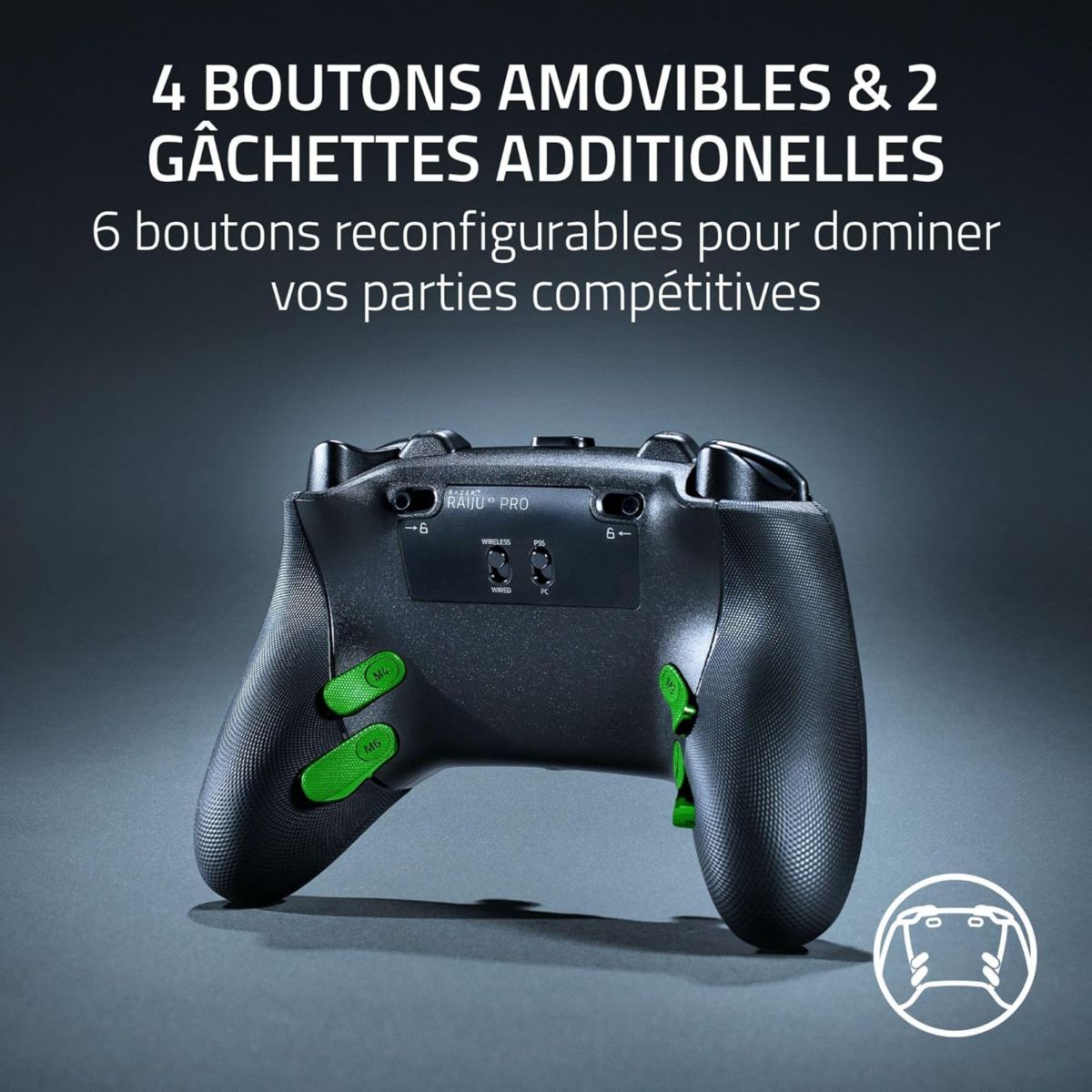 Manette Raiju V3 Pro Noir couleur unique, RAZER