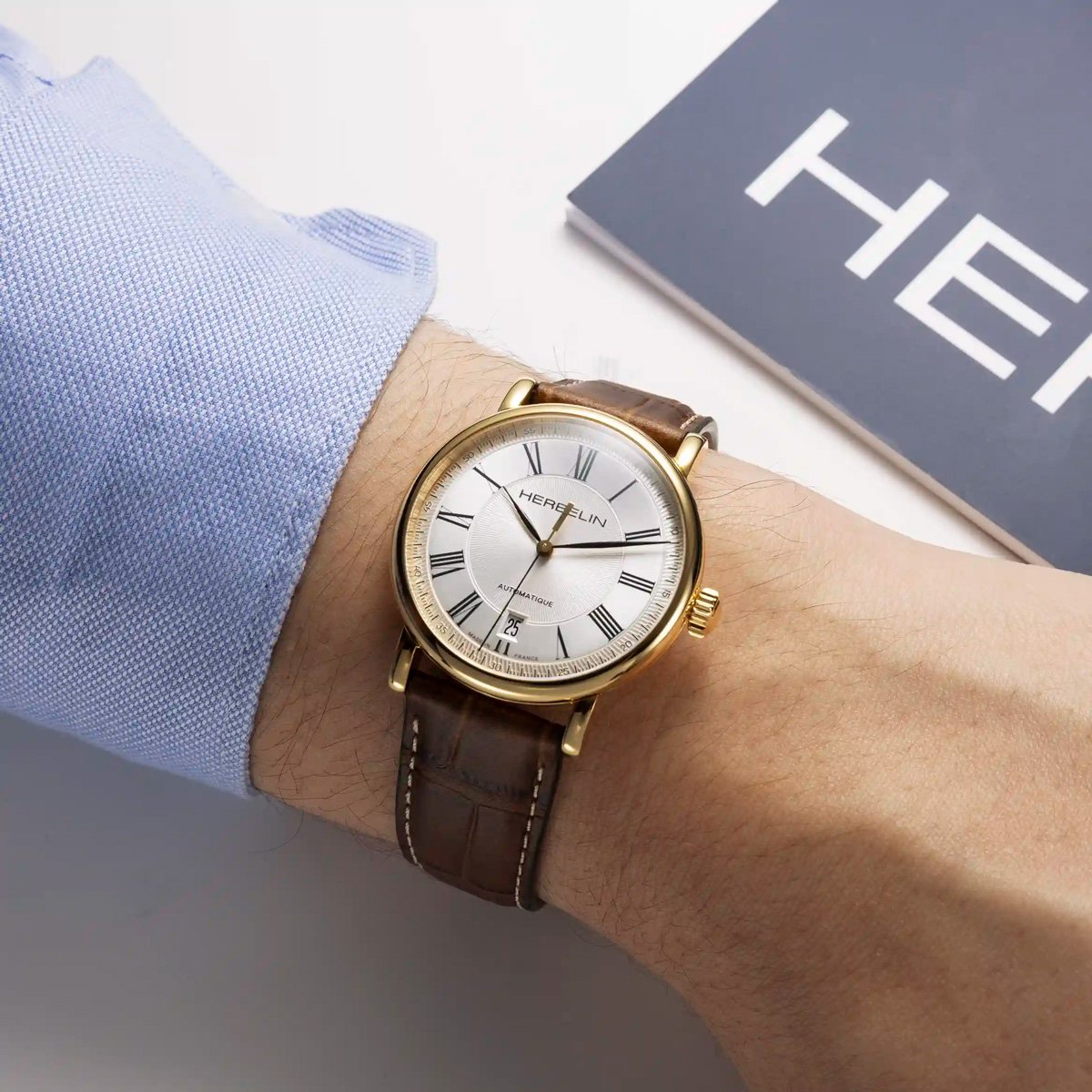 Montre Analogique  INSPIRATION doré blanc marron, HERBELIN