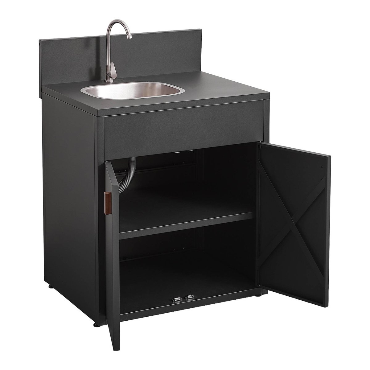 Cuisine extérieure 3 modules acier avec barbecue gaz 4 brûleurs THIRA BARBECUE GAZ + 3 MODULES noir, SWEEEK