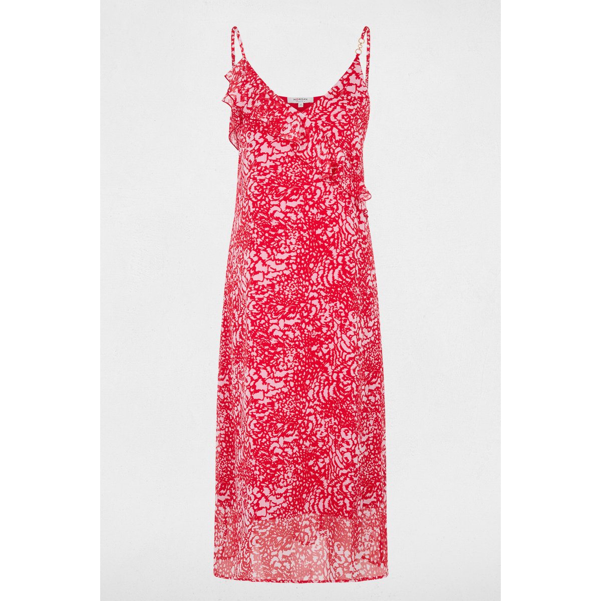 Robe longue col v multicolore, MORGAN