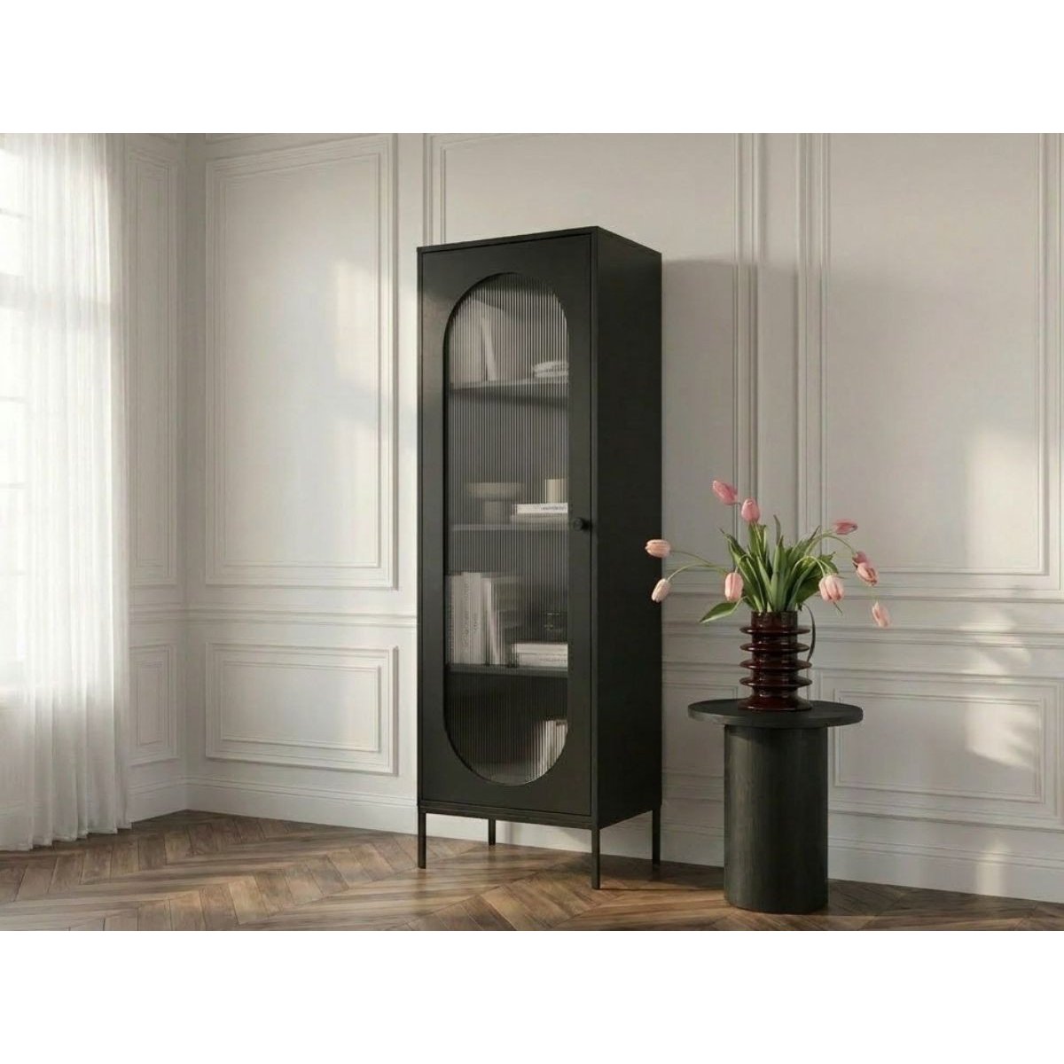 Vitrine 60 cm 1 portes, SOHAN noir, BOBOCHIC