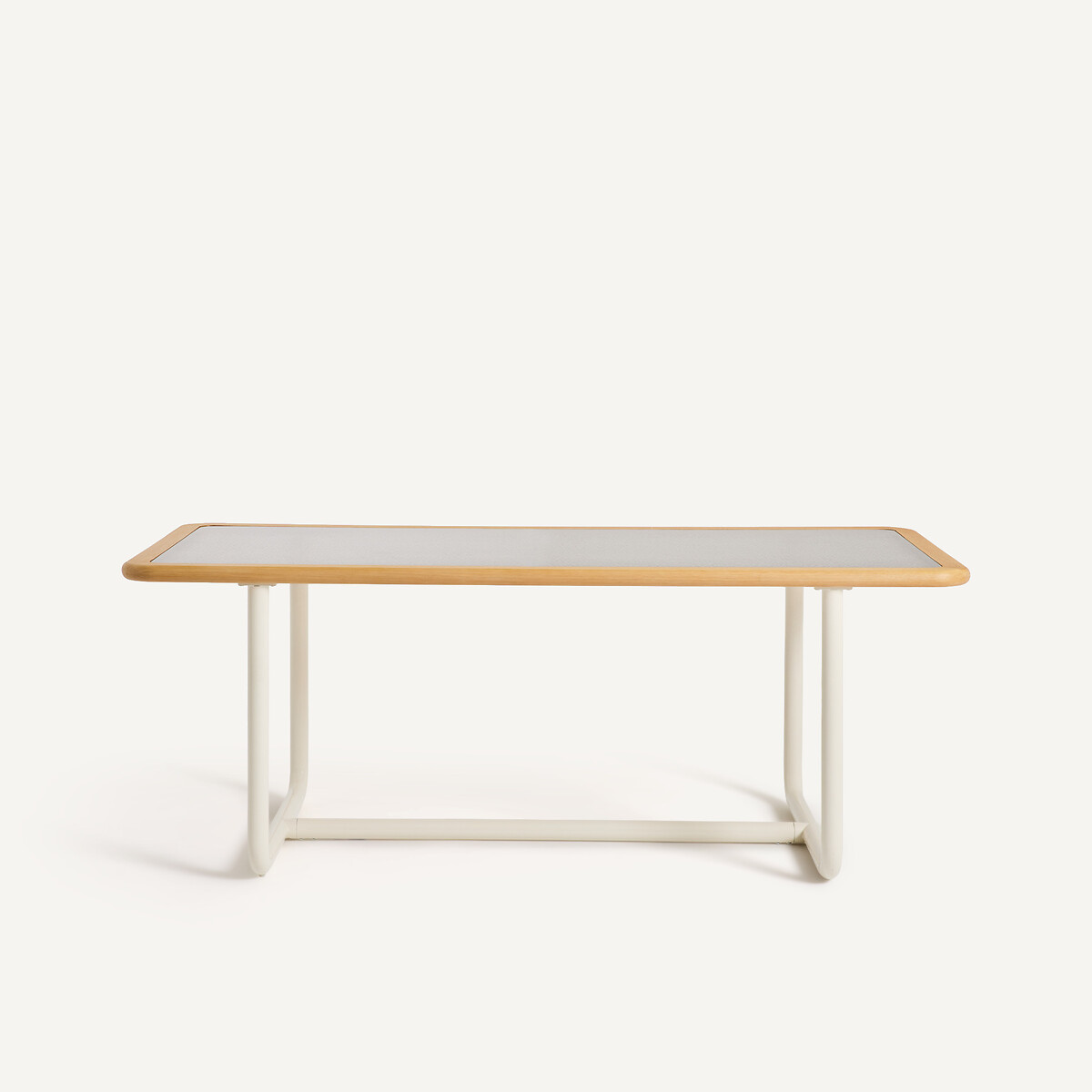 Table à manger rectangulaire, plateau verre bullé, 6 personnes, UBLO chêne/beige, LA REDOUTE INTERIEURS