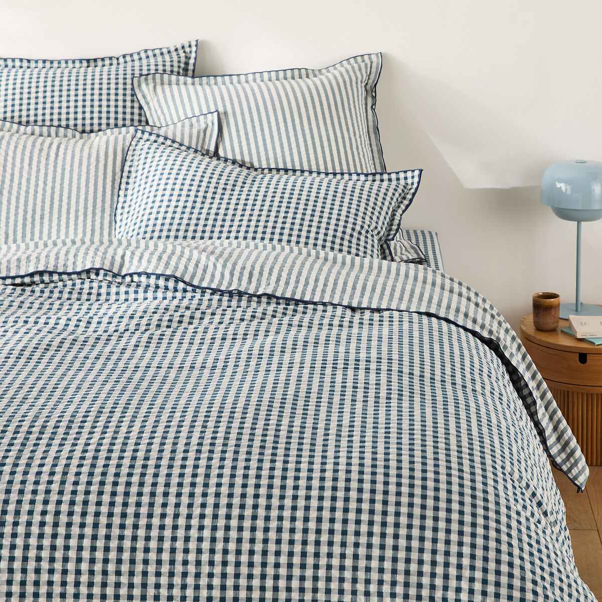 Housse de couette coton seersucker, COTTAGE BLEU bleu, LA REDOUTE INTERIEURS
