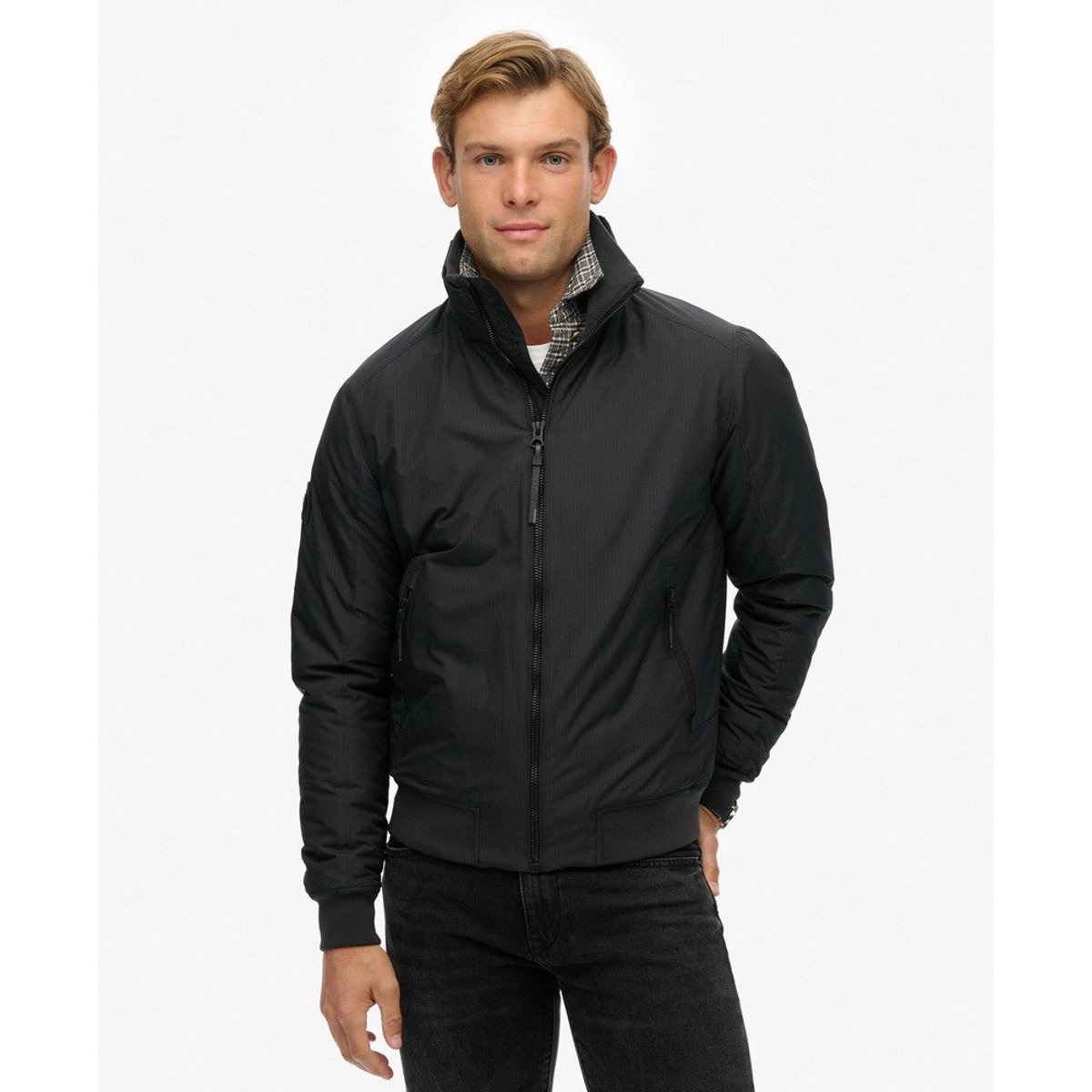 Blouson Harrington City graphite bleu, SUPERDRY