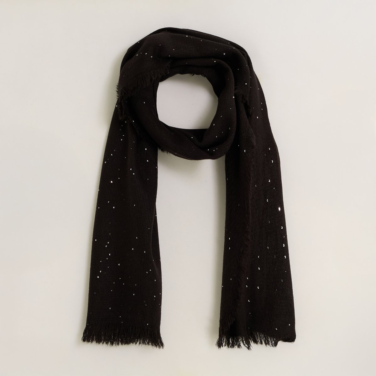 Écharpe unie à sequins noir, GRAIN DE MALICE