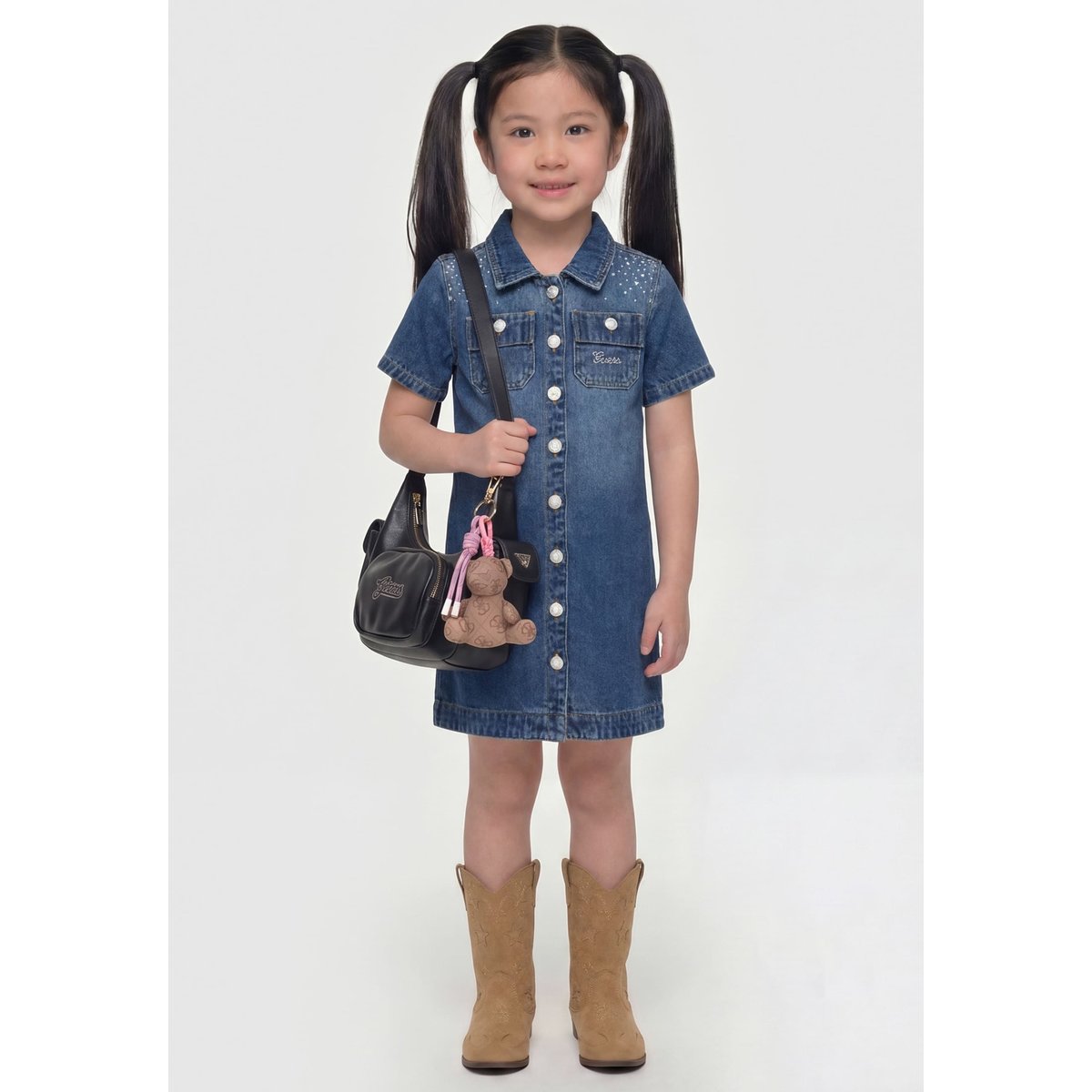 Denim À Strass Dress bleu, GUESS KIDS