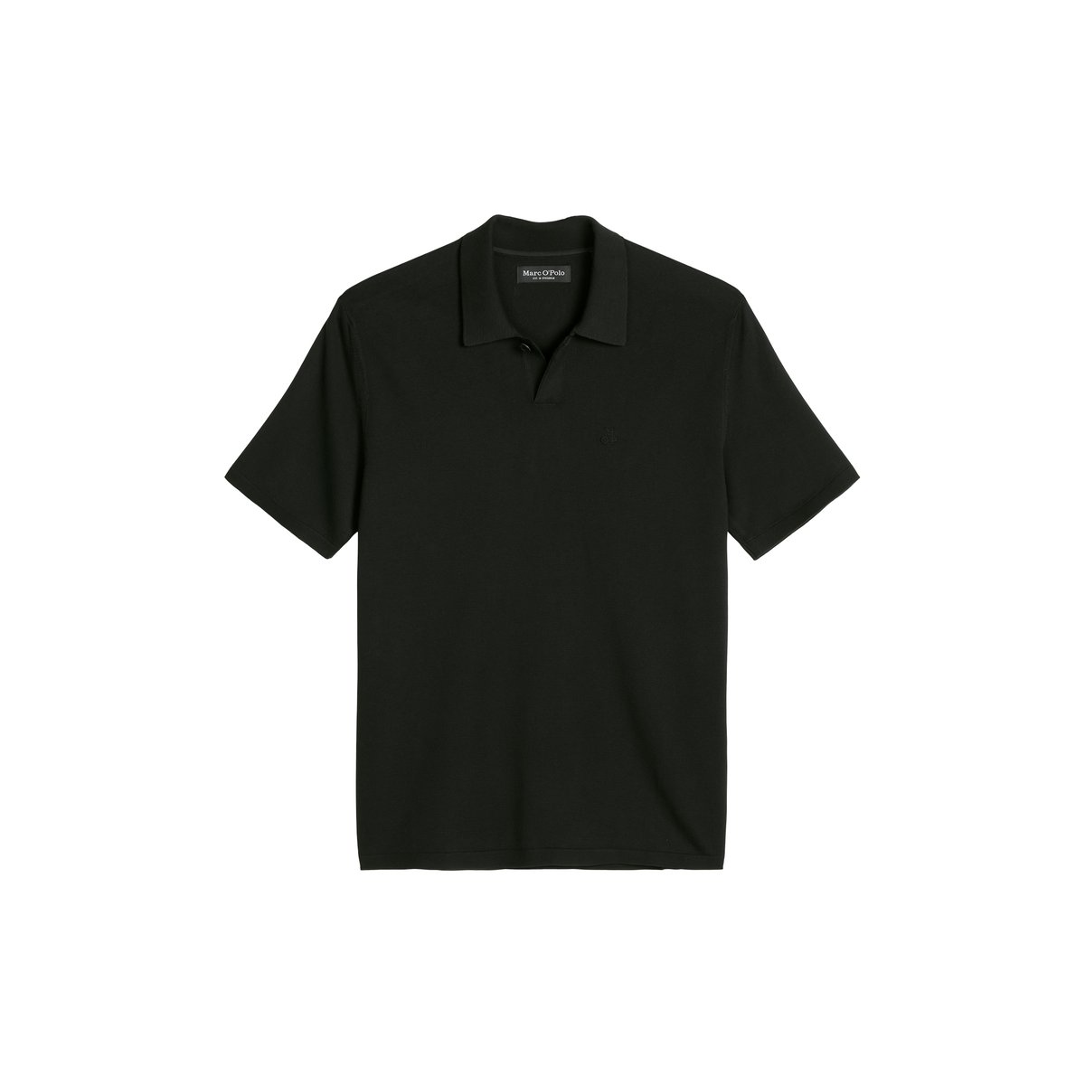 Polo en tricot régulier en pur coton bio noir, MARC O'POLO