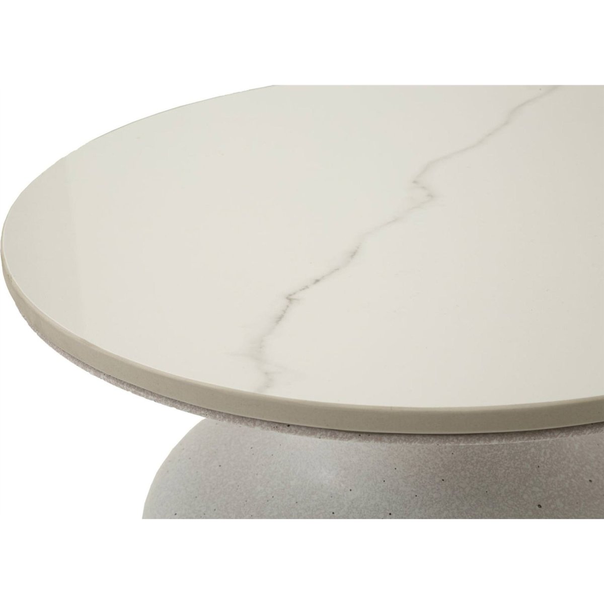 Table d'appoint ronde en fer plateau céramique blanc effet marbre, RECOLLECTION