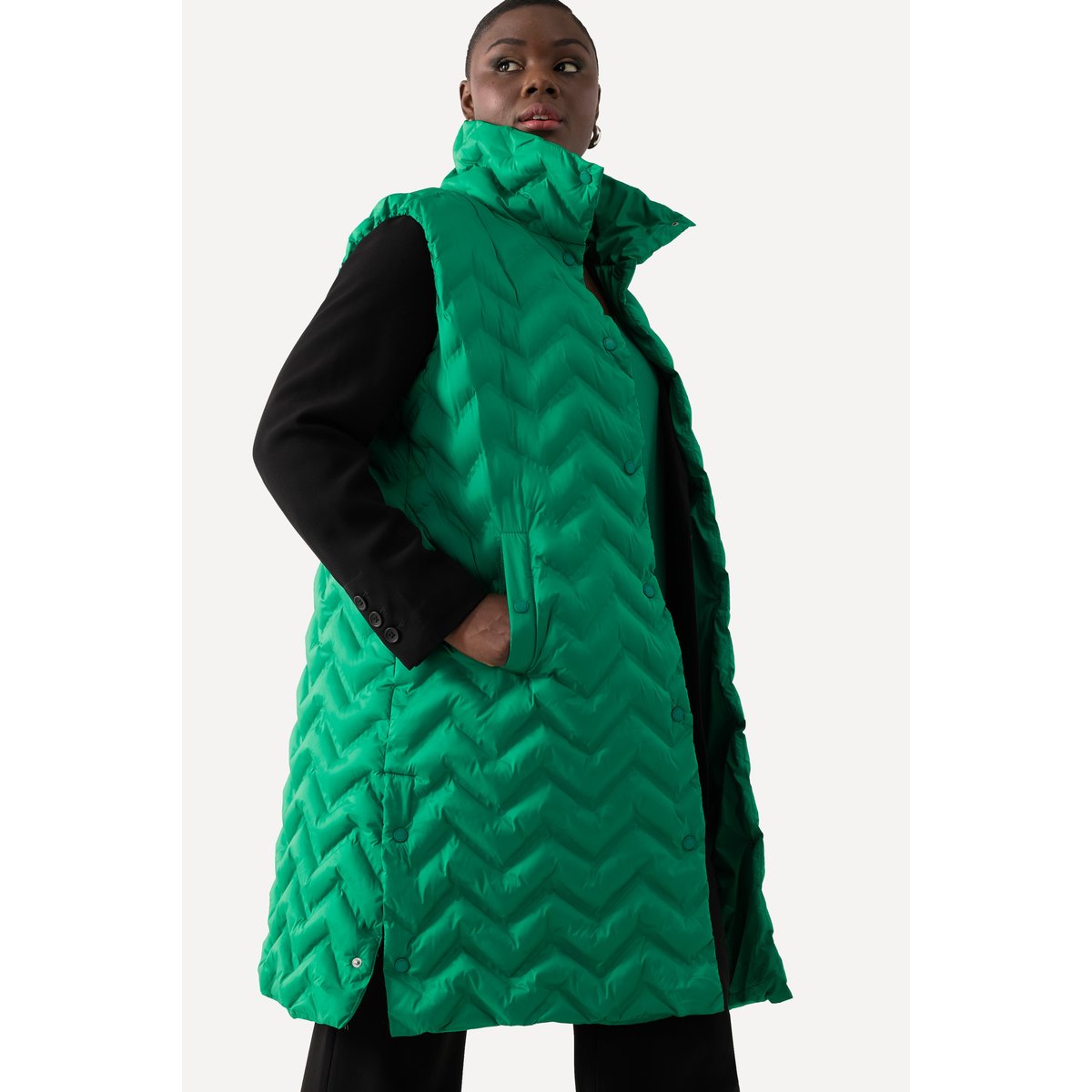 Longue veste matelassée sans manches vert turquoise, ULLA POPKEN