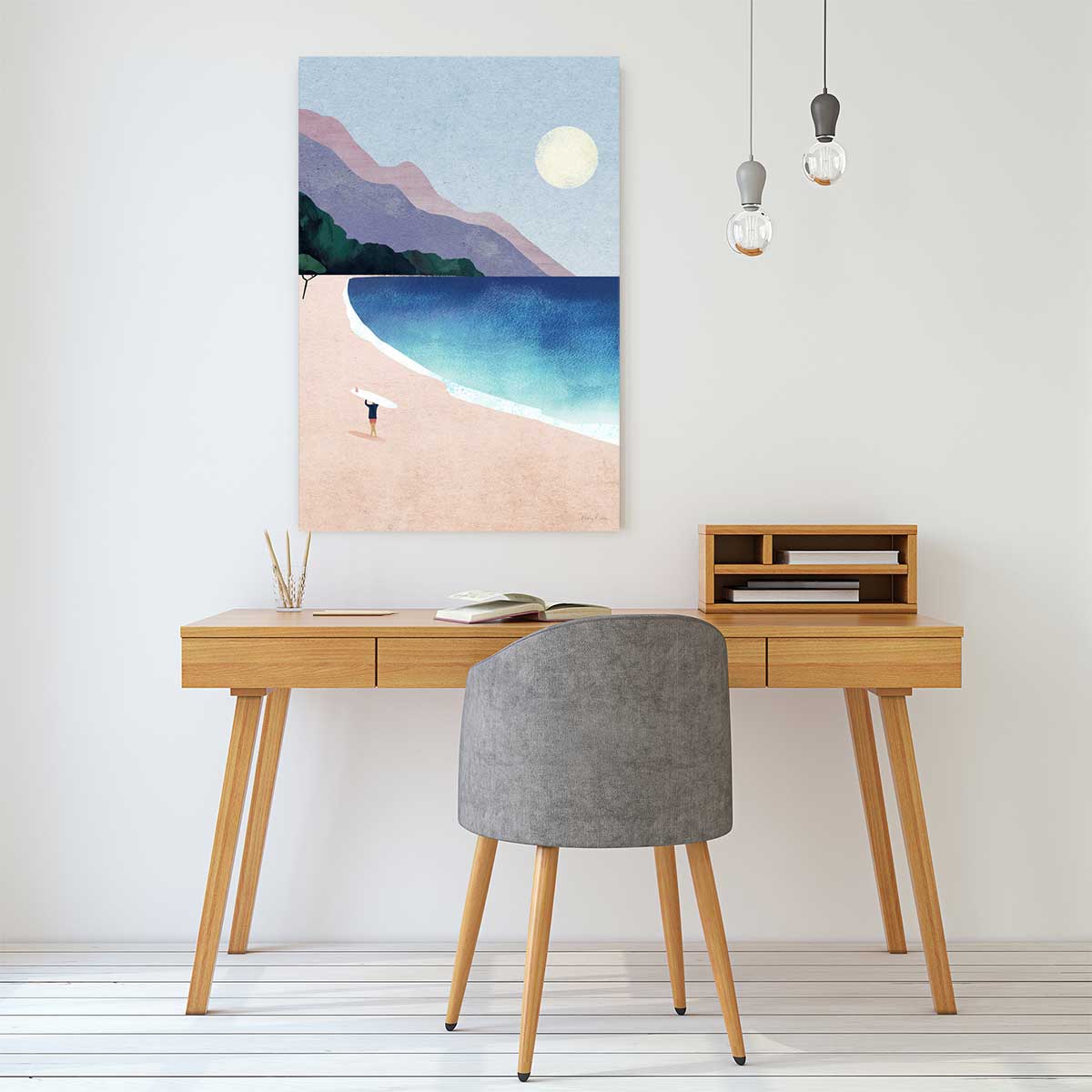 Tableau surf à la plage rideuse toile imprimée, HEXOA