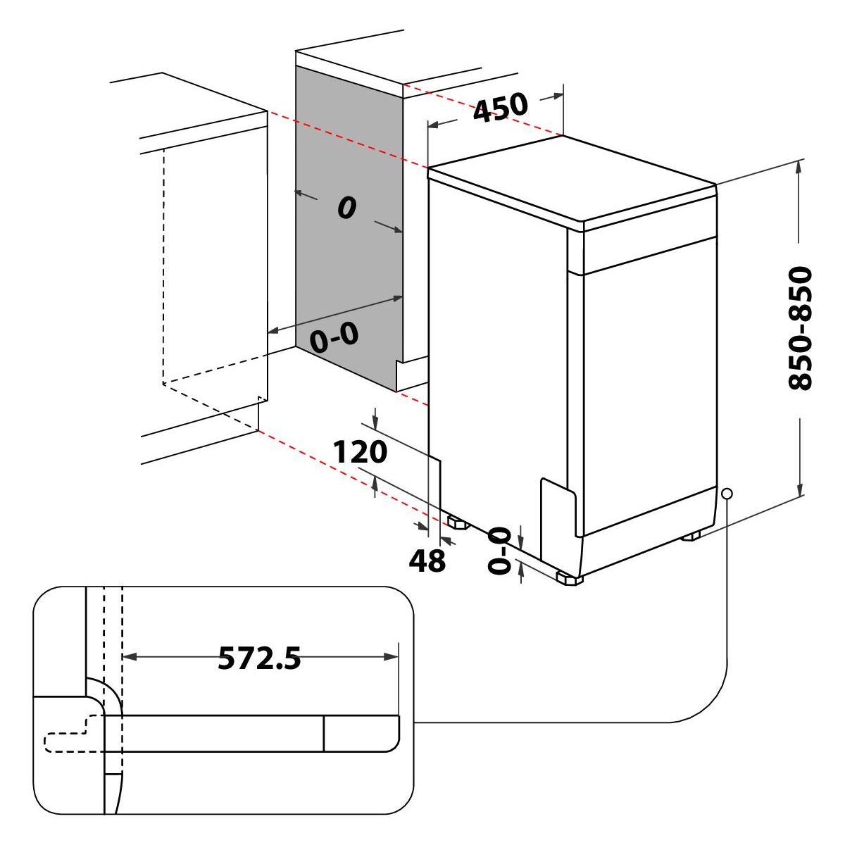 Lave vaisselle 45 cm WH6FB10BS7A0X couleur unique, WHIRLPOOL