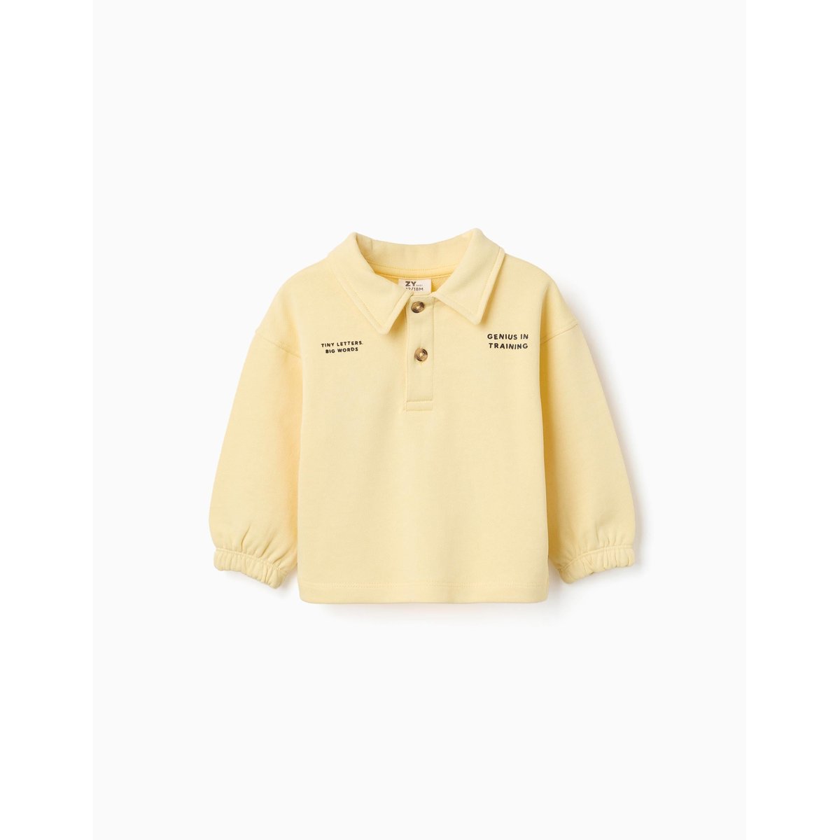 Sweat en coton avec col polo et imprimé jaune, ZIPPY