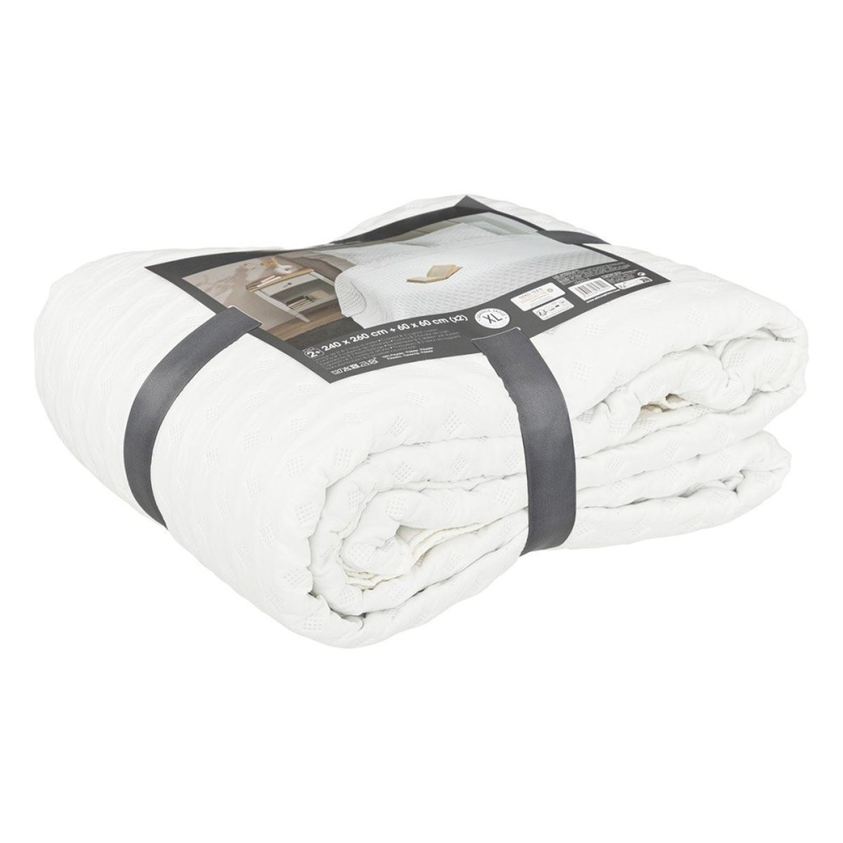 Dessus de lit 240x260 Kalia ivoire + 2 taies blanc, ATMOSPHERA