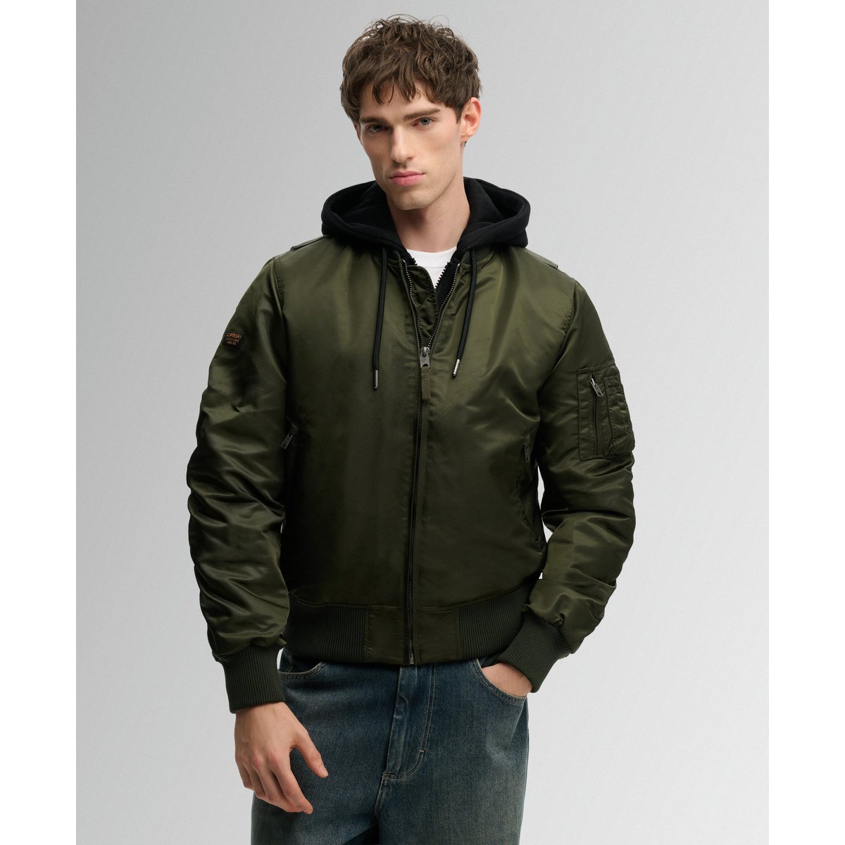 Bomber MA1 à Capuche vert olive surplus goods, SUPERDRY