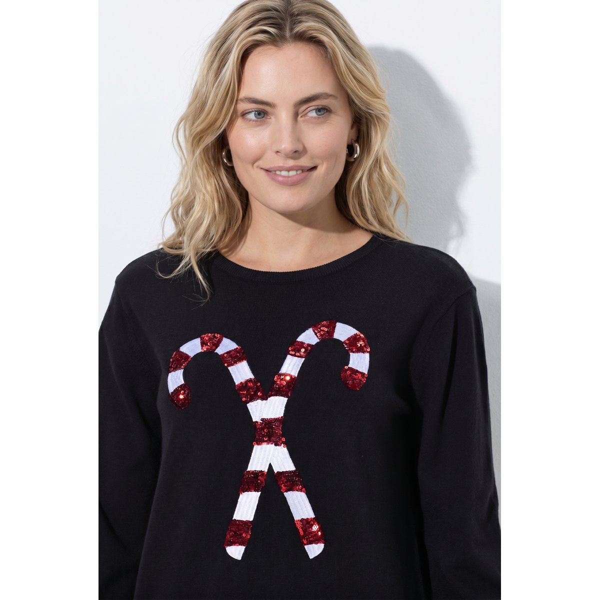 Pull de Noël, motif sucres d'orge noir, ULLA POPKEN