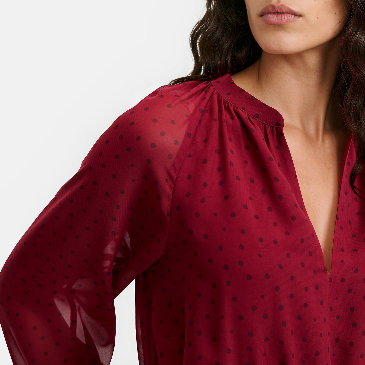 Robe longue à pois et manches longues imprimé pois, LA REDOUTE COLLECTIONS