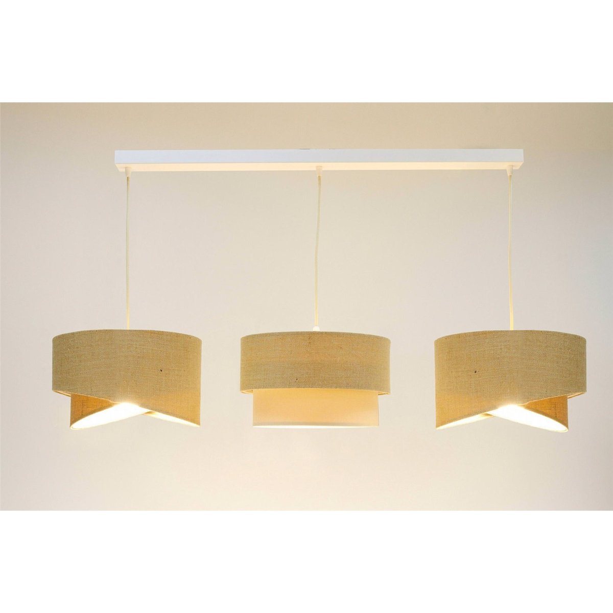 Suspension rectangulaire en jute et lin, BOHO beige naturel jute et lin, BPS KONCEPT